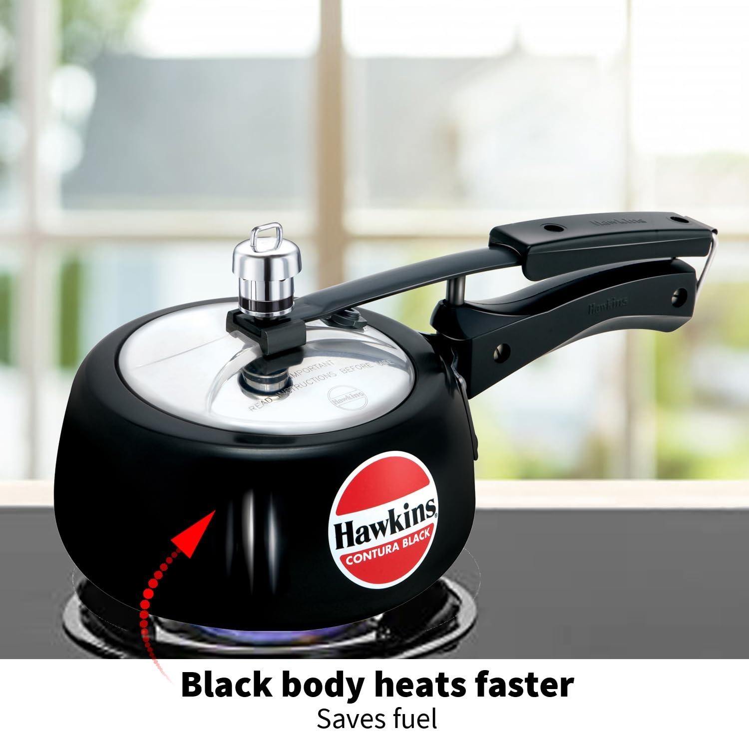 HAWKINS Hawkins Contura Black 1.5 litre Pressure Cooker