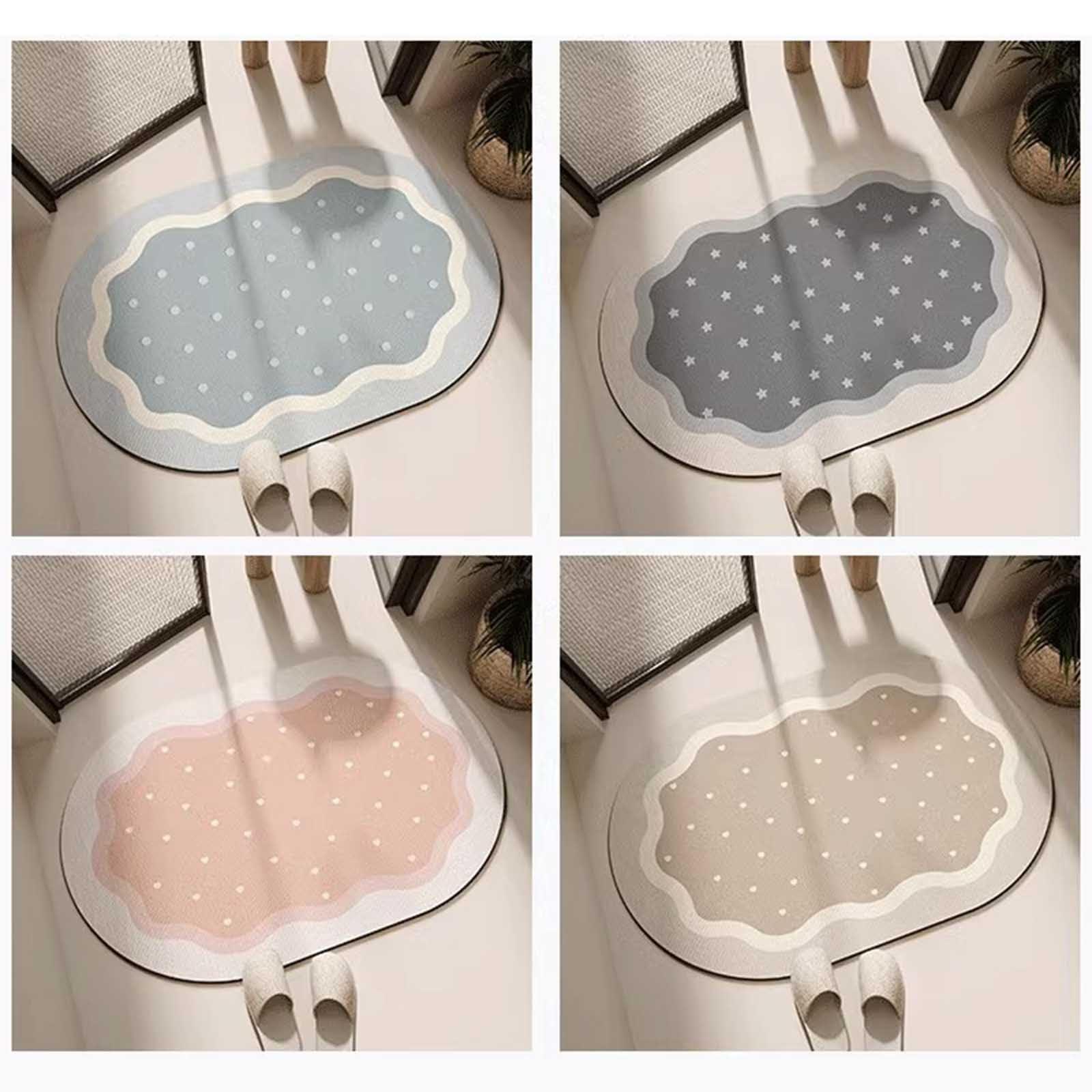 JUSHZ JUSHZ Bath Mat Quick Dry Bathroom Mat Bath Mats for Bathroom Washable Super Absorbent Bathmat Diatomite Rug Absorbent Quick-Drying Floor Mat Wear-Resistant Soft Double-Sided Non Slip (7,60x90cm)