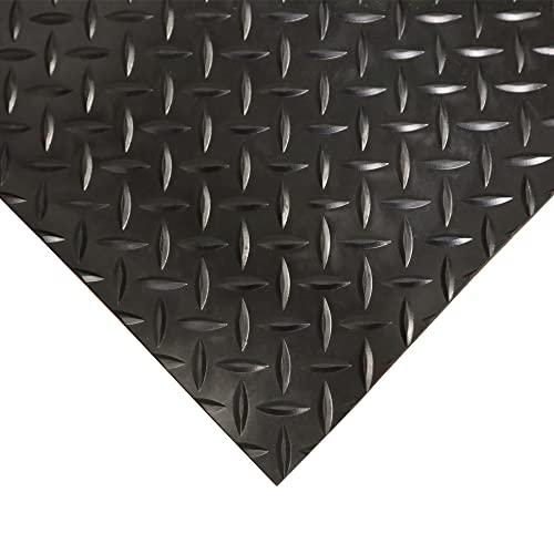 Rubber-Cal Rubber-Cal Diamond-Plate Rubber Flooring Rolls - 3 mm x 4 ft x 15 ft Rolls - Black