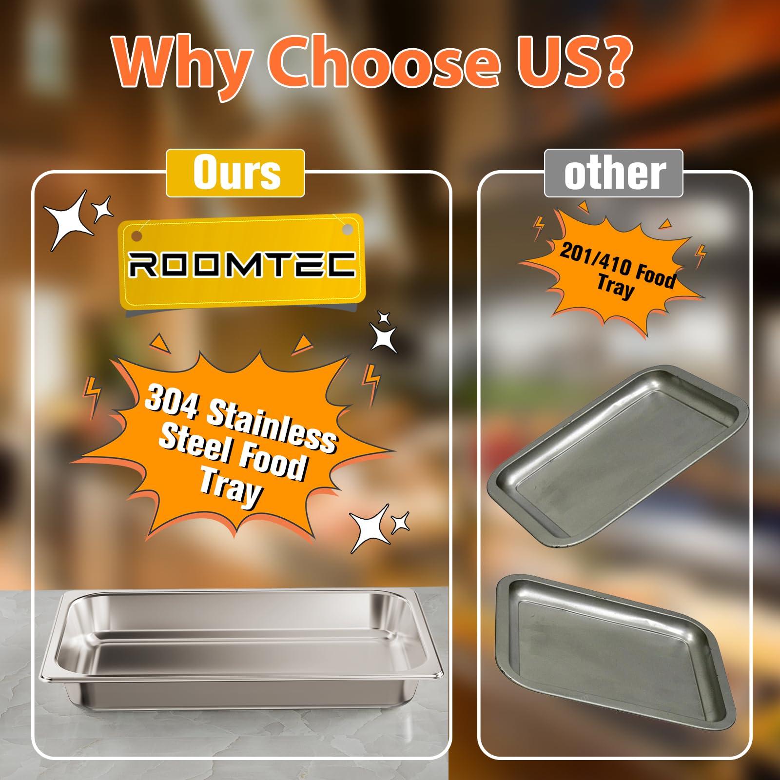 ROOMTEC ROOMTEC Chafing Dishes for Buffet 4 Pack, 8QT 304 Stainless Steel Chafing Dish Buffet Set, Chafers and Buffet Warmers Sets for Birthday, Wedding, Rolled-Edge Design, Gold and Silver