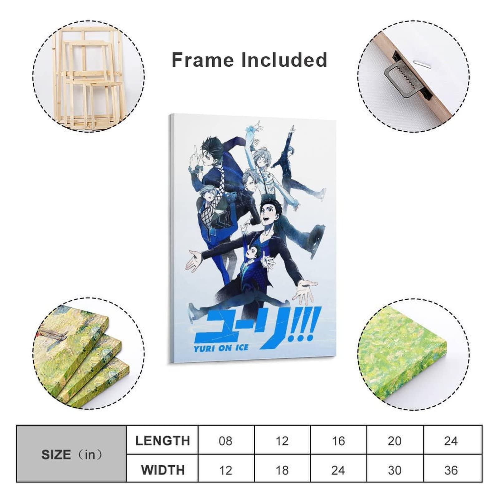 HOUNCPL Anime Posters Yuri On Ice Canvas Prints Yuri On Ice - Group Poster Wall Art Paintings Canvas Wall Decor Home Decor Living Room Decor Aesthetic 24x36inch(60x90cm) Frame