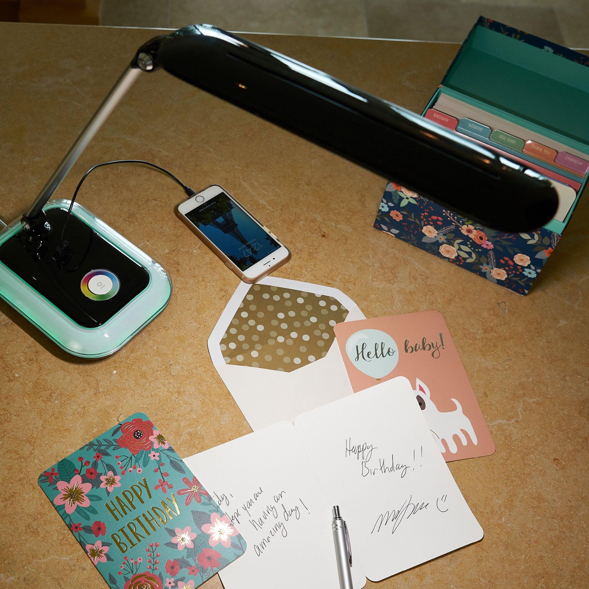 OttLite OttLite Glow LED Desk Lamp with USB Charging Port - Portable, Adjustable, Desk Light,Black