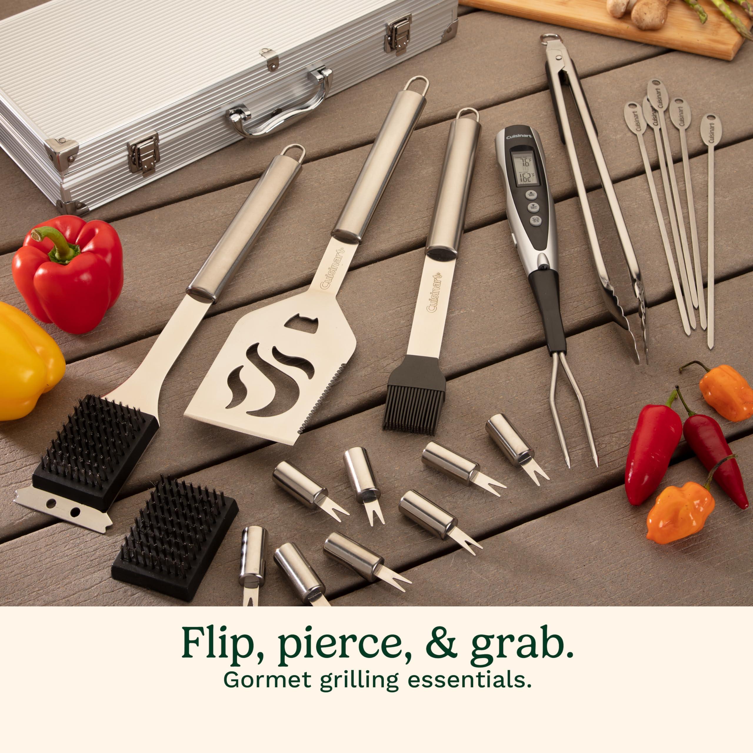 Cuisinart Cuisinart Deluxe Grill Tool Set, 20-Piece BBQ Kit with Aluminum Case & Digital Temperature Fork, Spatula, Tongs, Grill Accessories & Utensils, Grilling Set for Cookout