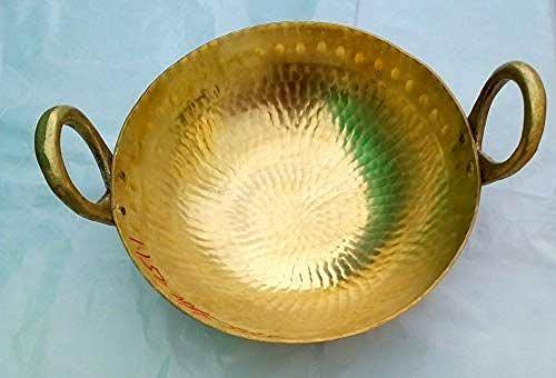 WW Will and Weaves Will and Weaves Indian Traditional Kitchen Cooking Utensil Brass Regular Karahi Kadai Pots & Pan Cooking Woks Capacity 1.5 Liter