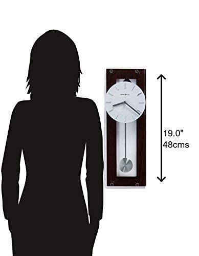 Howard Miller Howard Miller Emmett Contemporary Wall Clock 625-514 – Black Coffee Finish, Satin Silver-Finished Pendulum, Thick Plate Glass Cover, Chrome Accents, Quartz Movement
