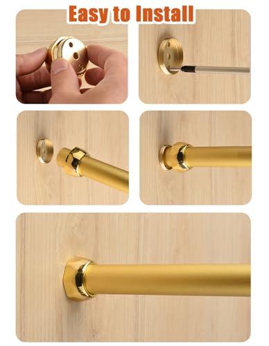 Oracra Closet Rod Champagne Gold Closet Rods and Brackets, Heavy Duty Hanging Clothes Rack, 17 18 24 29 30 32 36 48 50 Inch Removable Clothing Valet Pole Bar,(Champagne,35cm(13 3/4"))