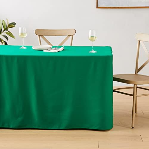 LA Linen LA Linen Polyester Poplin Fitted Tablecloth, 72"L x 30"W x 30"H, Emerald Green