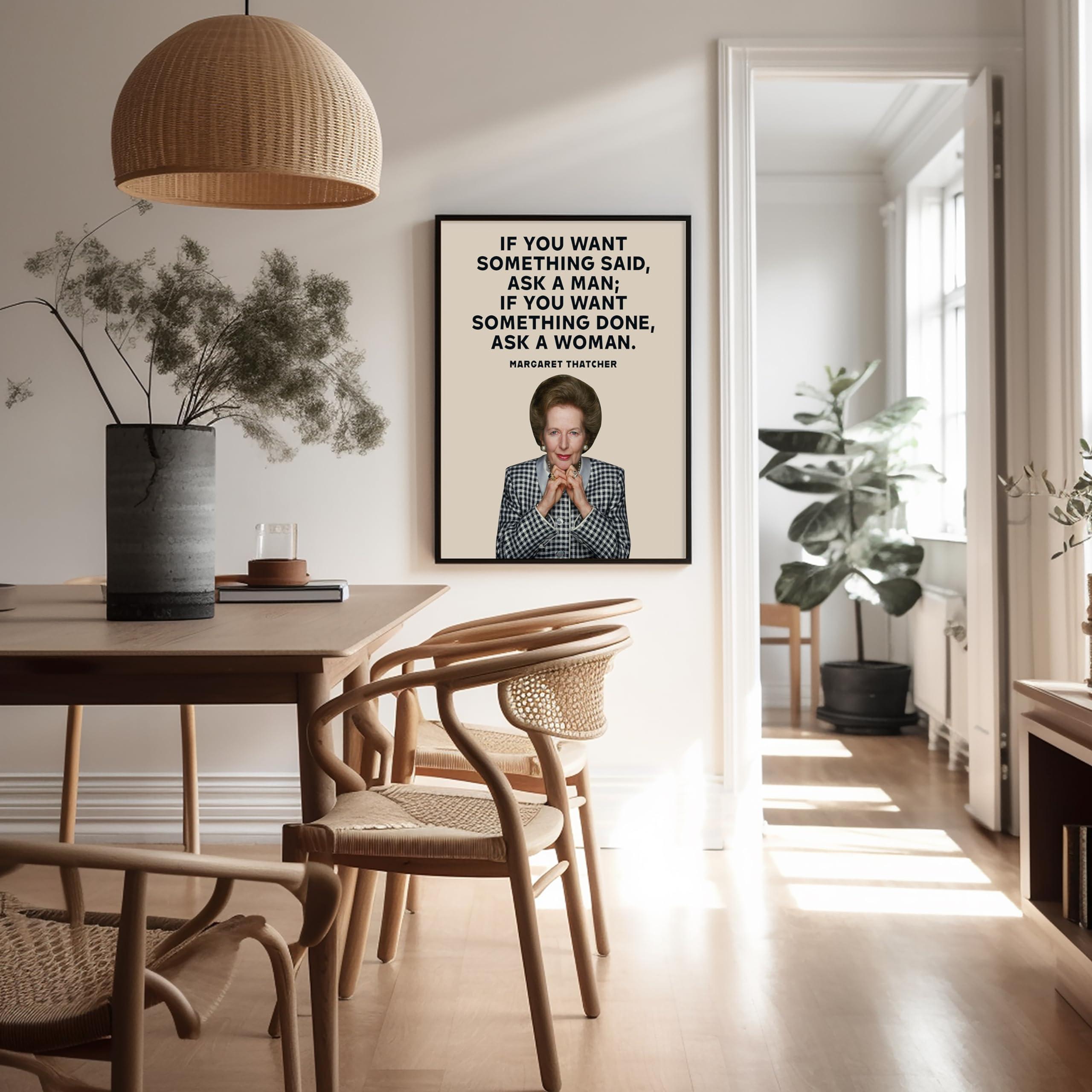 Monem Art Studio Monem Art If You Want Something Done Ask A Woman Poster - Margaret Thatcher Print - Motivational Quotes Art - Gift for Men & Women - Inspiring Decor for Bedroom or Office - 16x20 UNFRAMED Wall Art