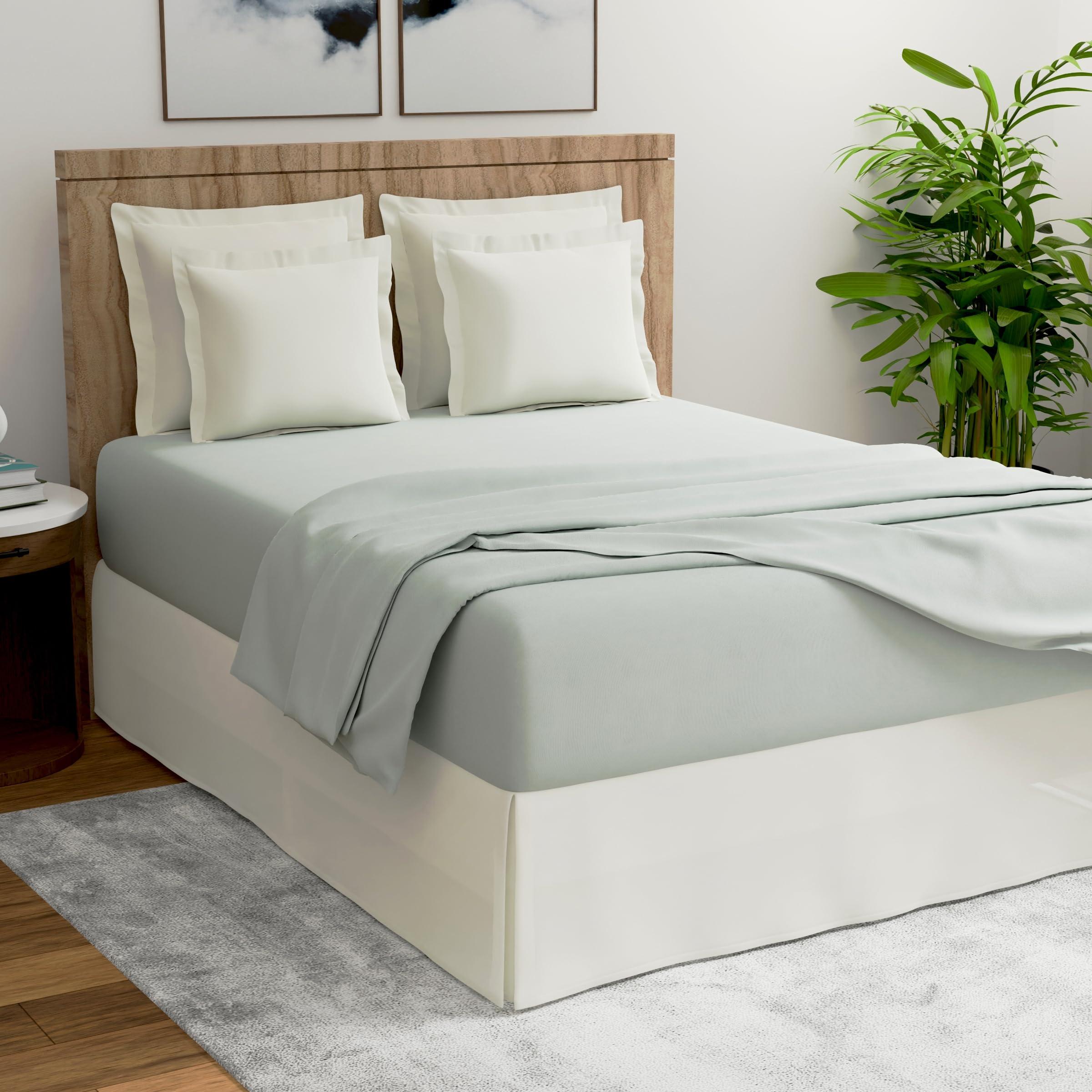 TODAY'S HOME TODAY\'S HOME Classic Tailored Bed Skirt Dust Ruffle, Microfiber, 14\" Drop Length, Full, Ivory