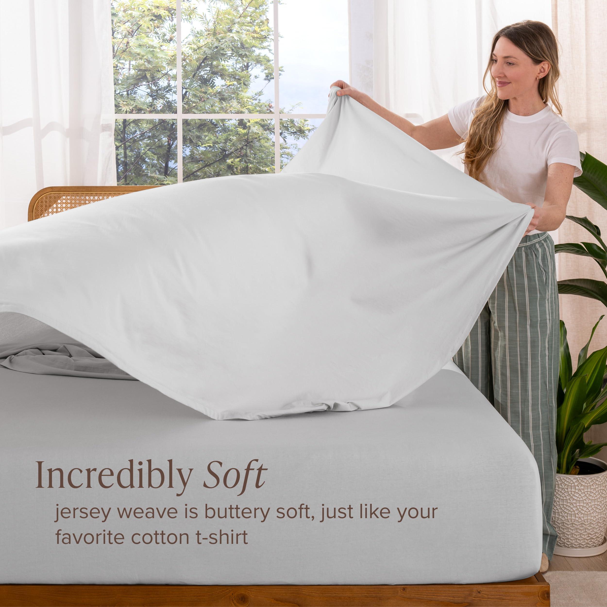 Bare Home Bare Home 100% Organic Cotton Jersey Sheet Set, Ultra Soft, 100% Cotton - Sheet Set & Pillowcases - Deep Pocket Bed Sheets (Split King, Black)