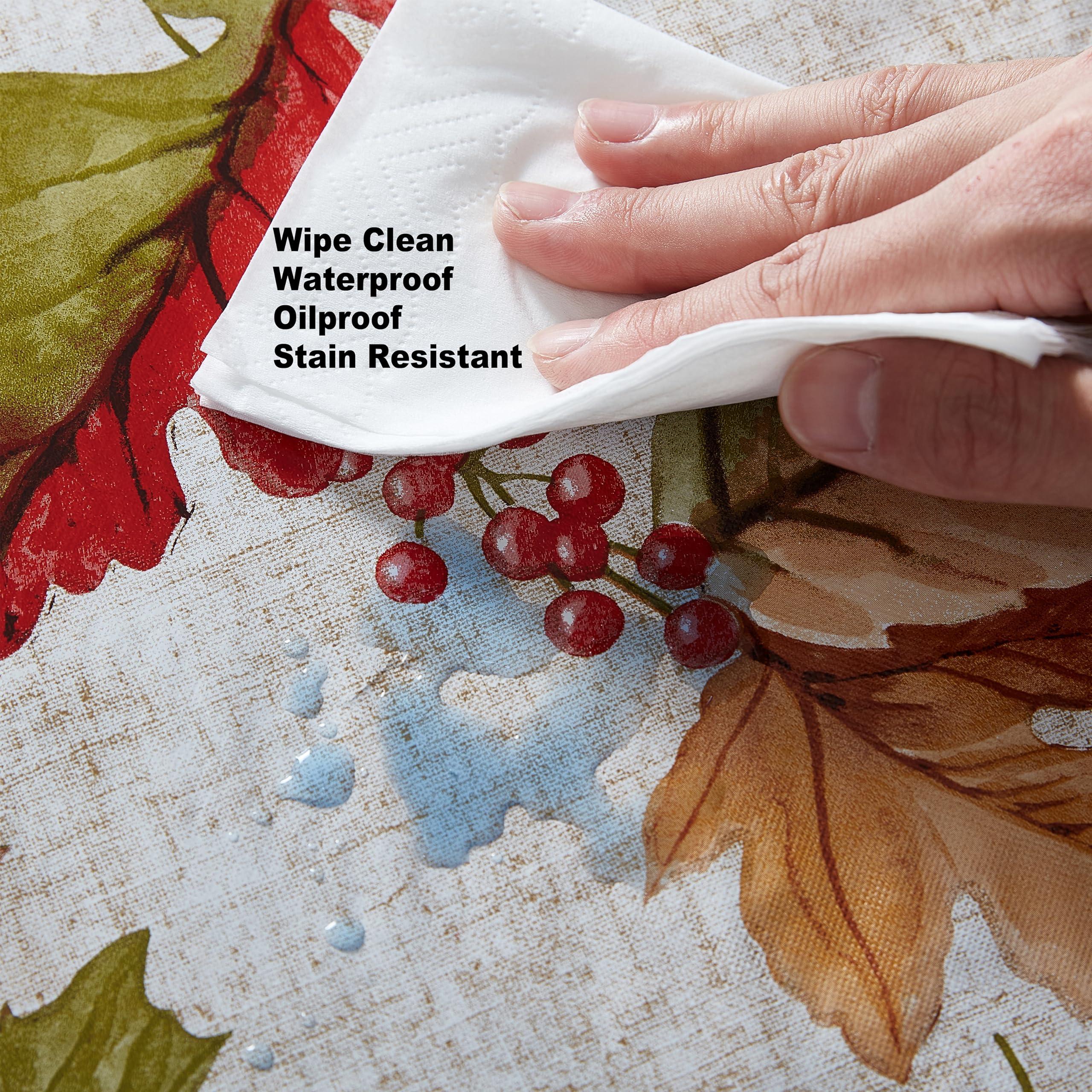 Newbridge Newbridge Rustic Fall Acorn and Leaf Print Autumn Vinyl Flannel Backed Tablecloth, Thanksgiving Autumn Leaves Kitchen Dining Room Vinyl Tablecloth with Flannel Backing, 52\" x 52\" Square