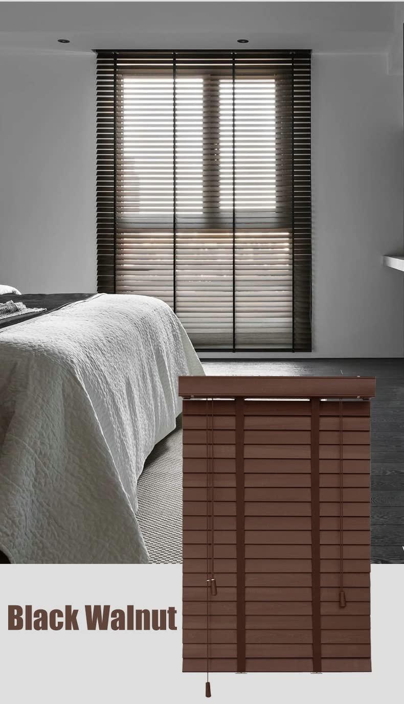 HWF Wooden Venetian Blinds with Tapes, 50mm Slats, 60cm/ 80cm/ 100cm/ 120cm/140cm Wide Window Horizontal Blinds for Bedroom/Kitchen/Office, Black Walnut (Size : 120x120cm(47.2"x47.2"))