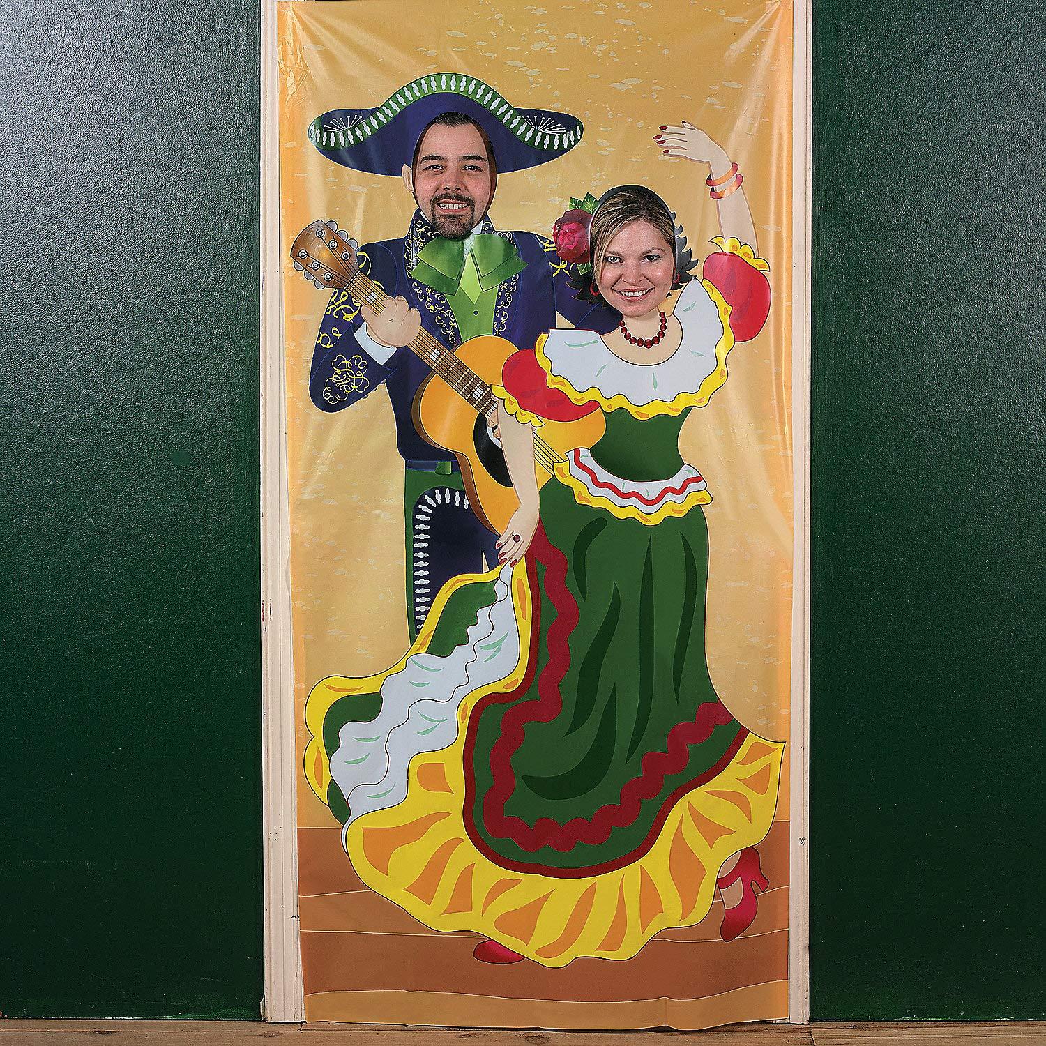 Fun Express Fiesta Couple Photo Booth Door Banner for Cinco de Mayo - 6 feet tall - Party Decor | Fiesta |