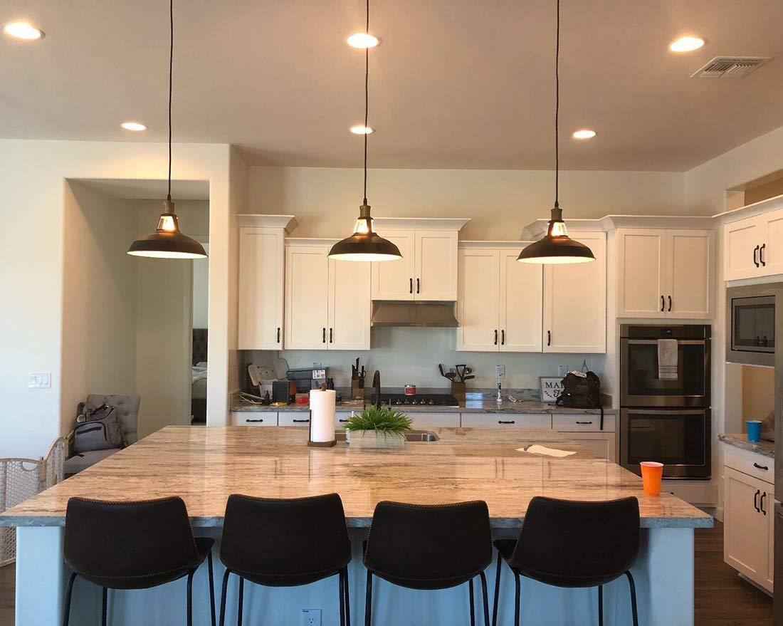 CLAXY CLAXY Ecopower Industrial Metal Barn Pendant Light 3 Pack Hanging Pendant Lighting for Kitchen Bar Restaurant Cafe