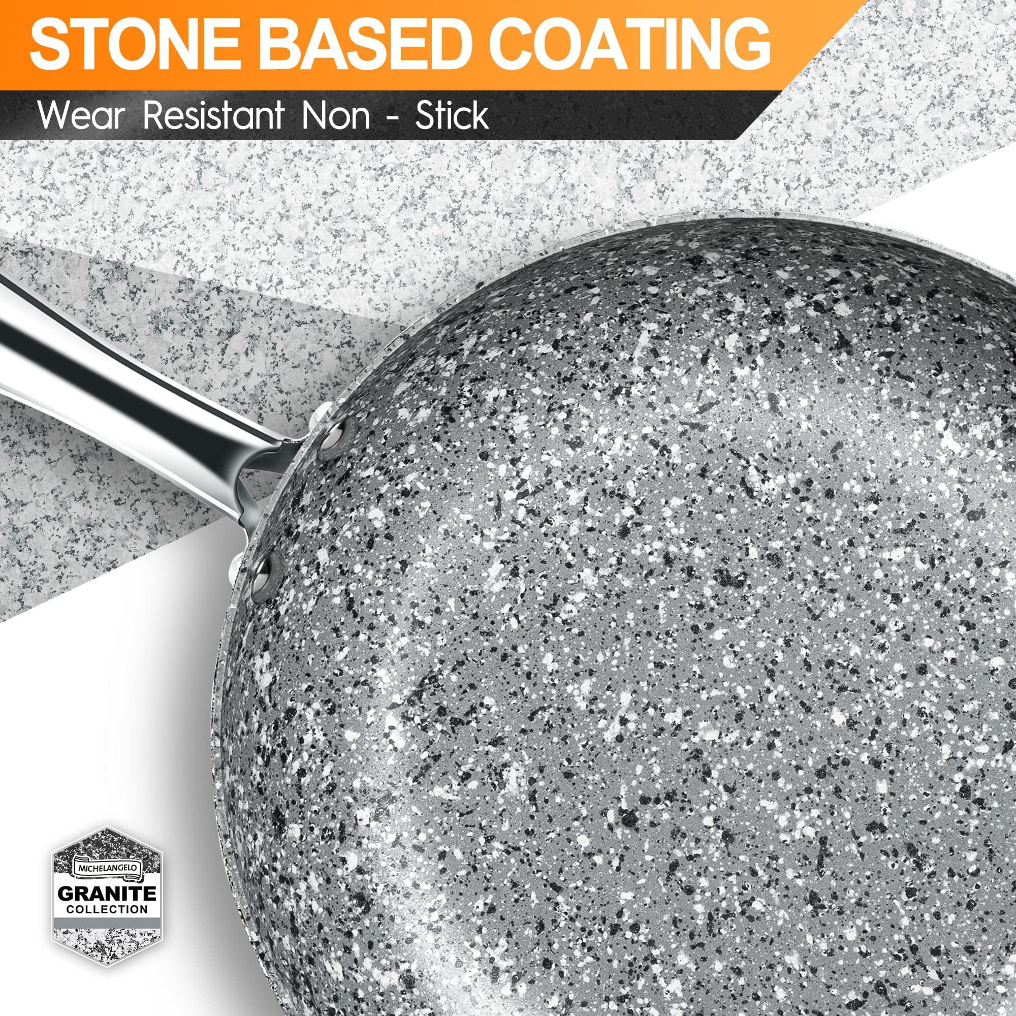 MICHELANGELO MICHELANGELO Stone Frying Pans Set 10 Inch & 12 Inch, Nonstick Frying Pans with 100% APEO & PFOA-Free Stone Non Stick Coating, Granite Skillet Set, Nonstick Skillets 2 Pcs