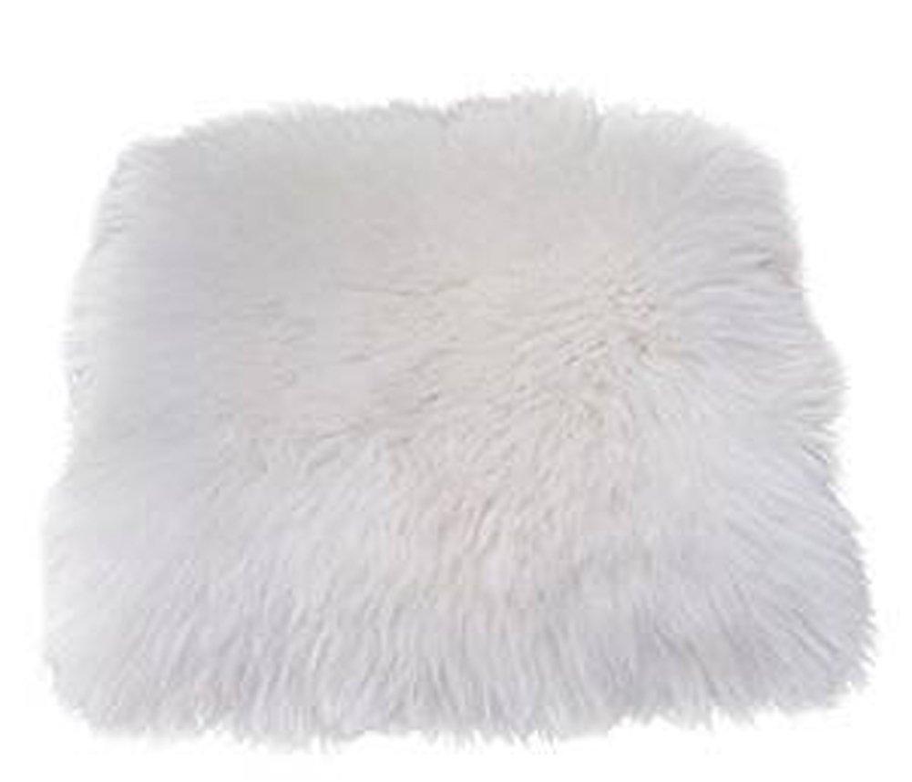 Dofover Dofover Luxurious Sheepskin Long Wool Square Car Seat Cushion Fur Covers Chair Pads White (19.7')