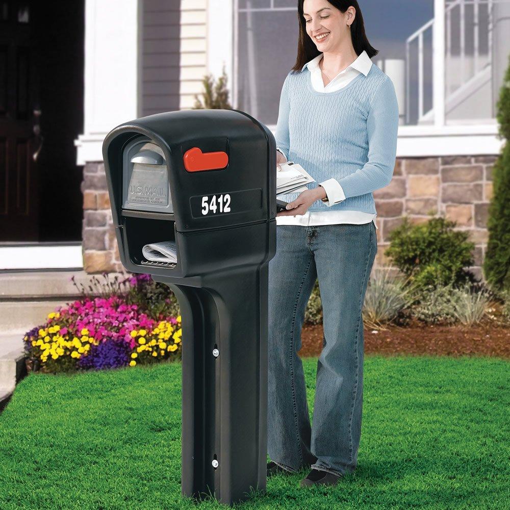 Step2 Step2 MailMaster Plus Mailbox & Post, Weather Resistant, Large Outdoor Mailboxes, Made of Durable Plastic, Easy to Install, Flag Included, Black