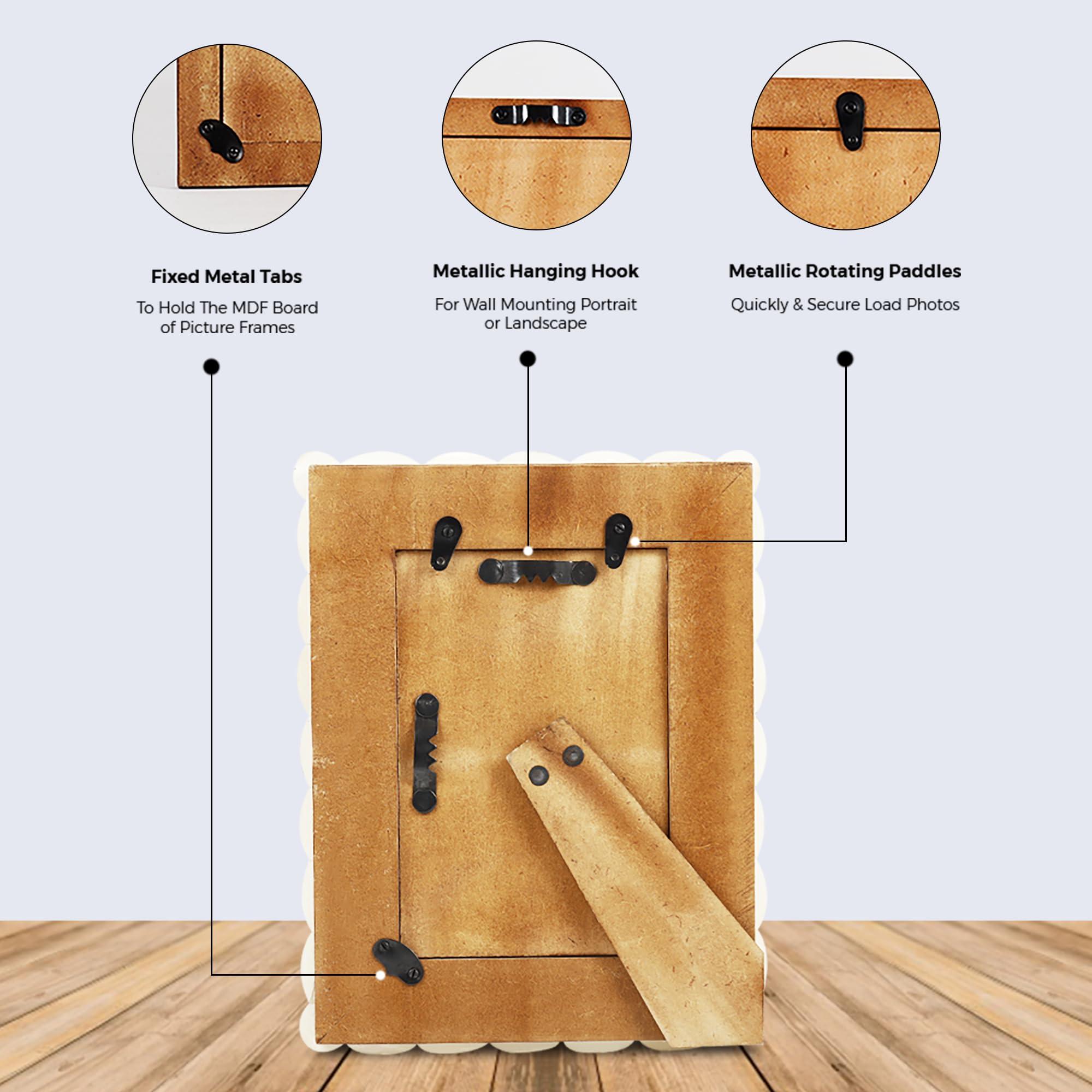 Handicrafts Home Handicrafts Home Picture Frame Scalloped Pattern Inspired Handmade Bone Inlay Gifts Photo Frame - 4x6 inch White