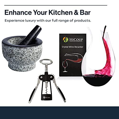 HiCoup Kitchenware Hicoup Wine Opener - Professional Corkscrews for Wine Bottles w/ Foil Cutter and Cap Remover - Manual Wine Key for Servers, Waiters, Bartenders and Home Use - Pakka Wood