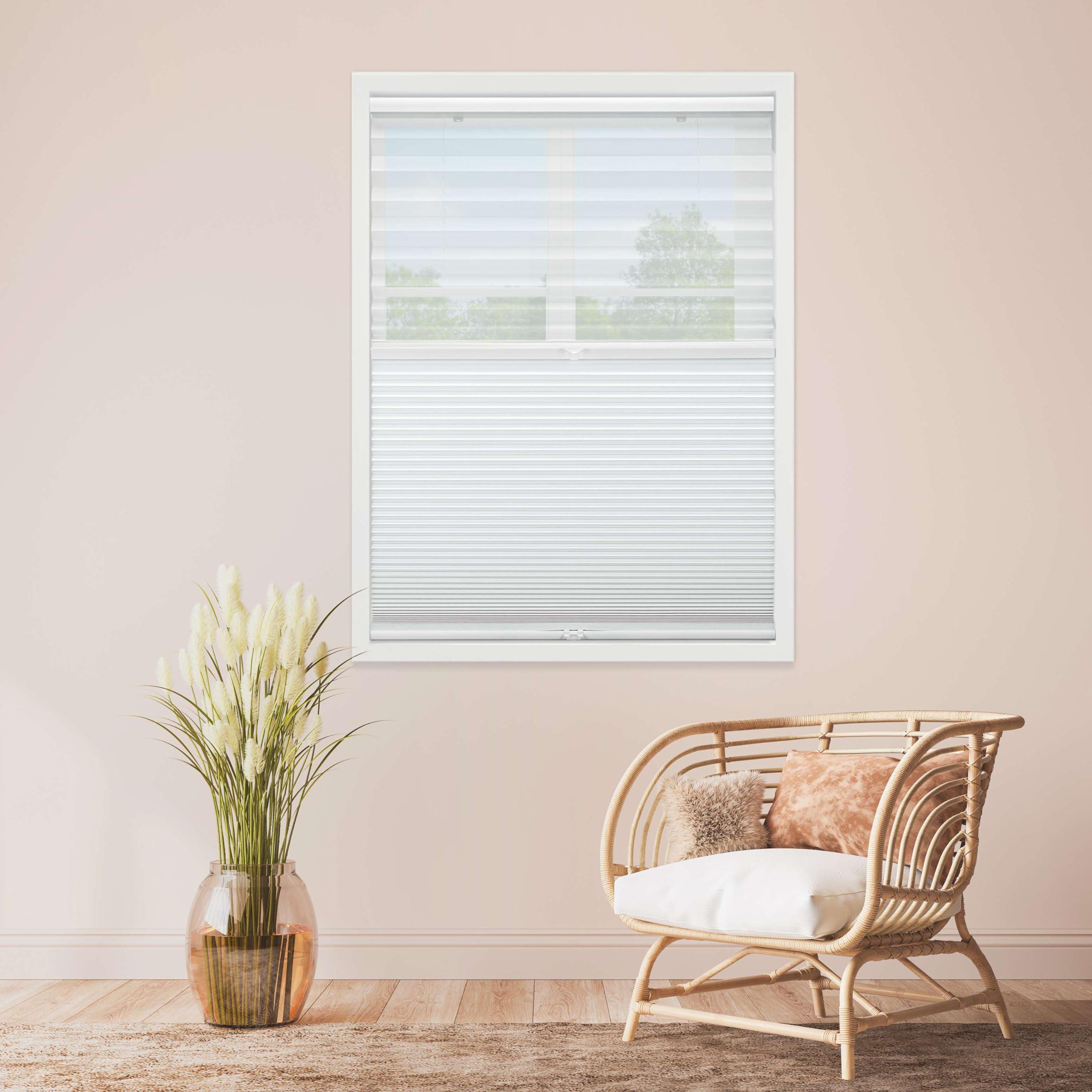 Linen AVENUE Linen Avenue Cordless Cellular Day/Night Shade 42 1/4 W x 48 H, White (Arrives 1/4" Narrower)