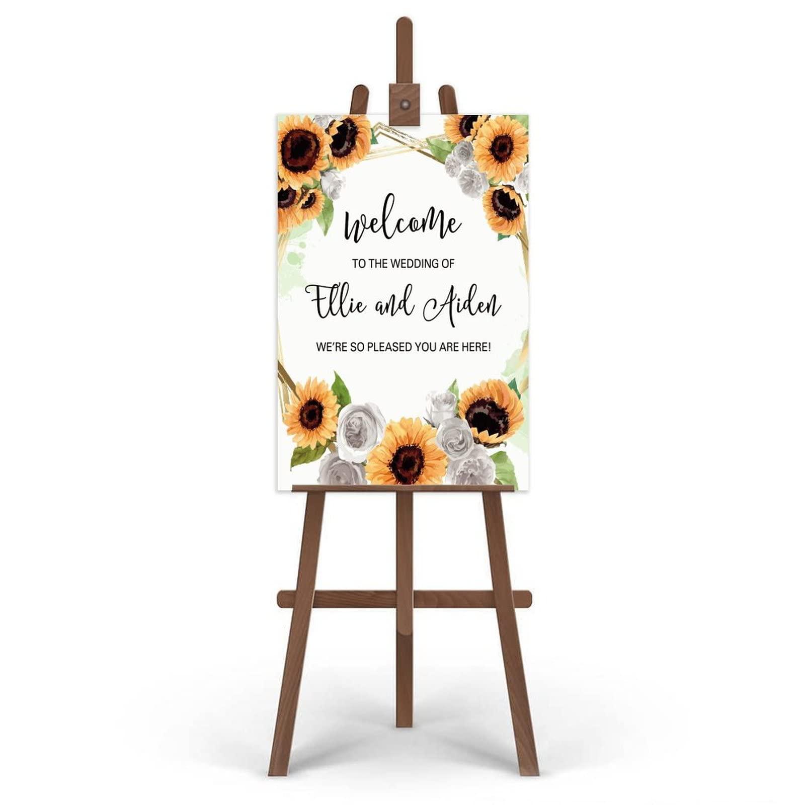 Autravelco Personalized Wedding Welcome Sign Wood Welcome to The Wedding of Greenery Wedding Greeting Couples Bride Groom Marriage Decor Wooden Sign Wedding Reception Poster for Ceremony Engagement Party 12x18