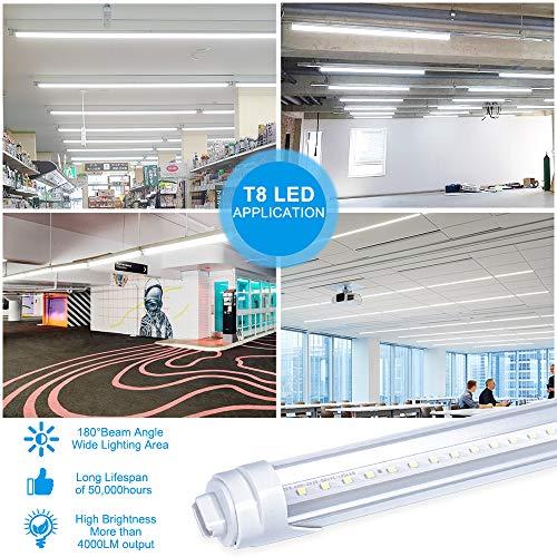 ONLYLUX ONLYLUX 8ft R17D LED Tube Light, F96t12 HO 8 Foot Led Bulbs, 96'' 8ft led Shop Light to Replace T8 T12 Fluorescent Light Bulbs, 100-277V Input, 4800LM, Cold White 6000K, Clear Lens (10 Pack)