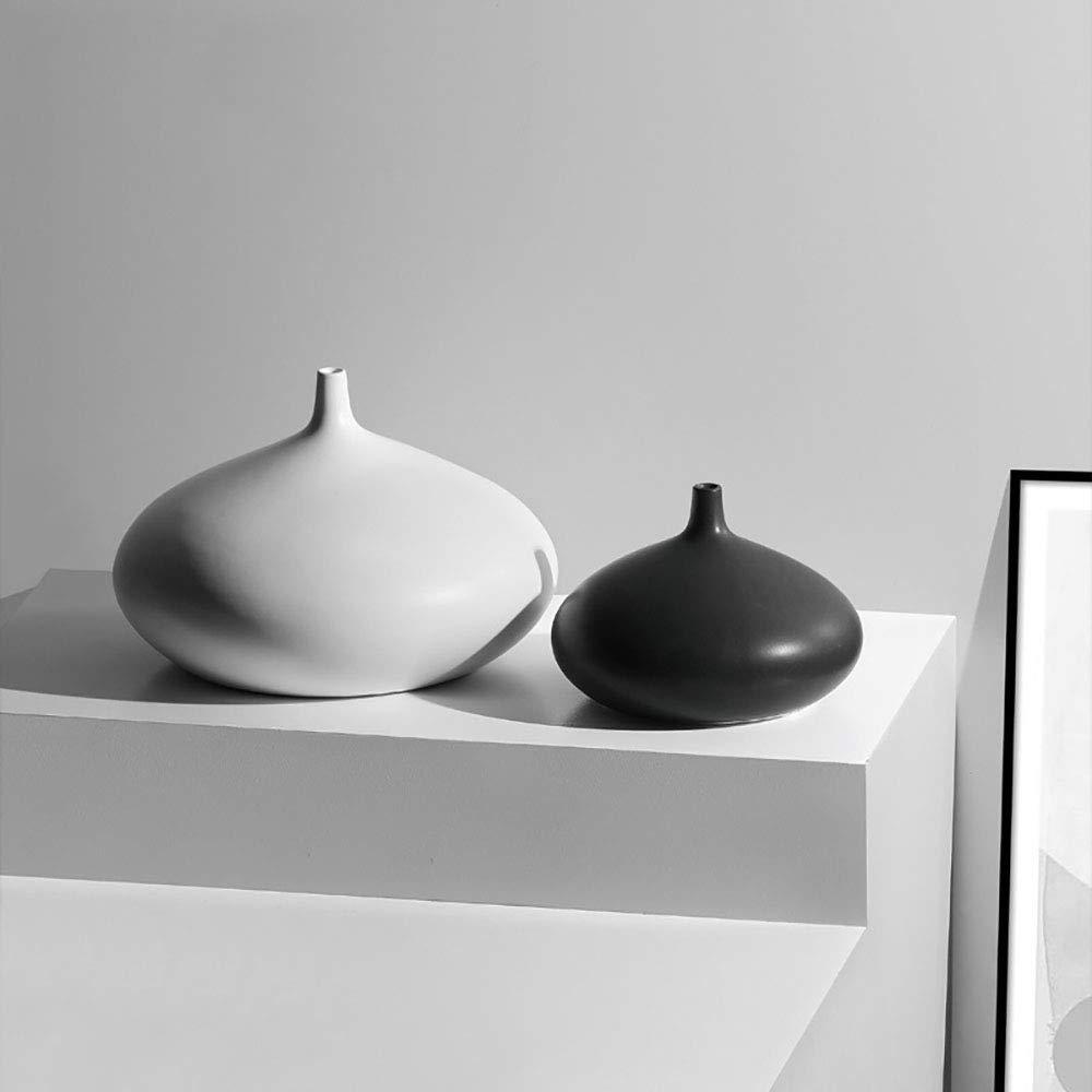 Lllunimon Modern Ceramic Vase Black and White Simple Decoration Living Room Home Decor Table Top Vase for Floral,2 pcs