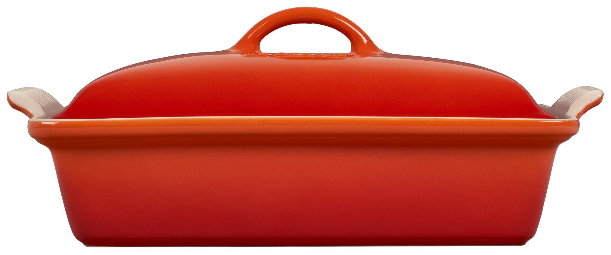 Le Creuset Le Creuset Stoneware Heritage Covered Rectangular Casserole, 4 qt. (12" x 9"), Flame
