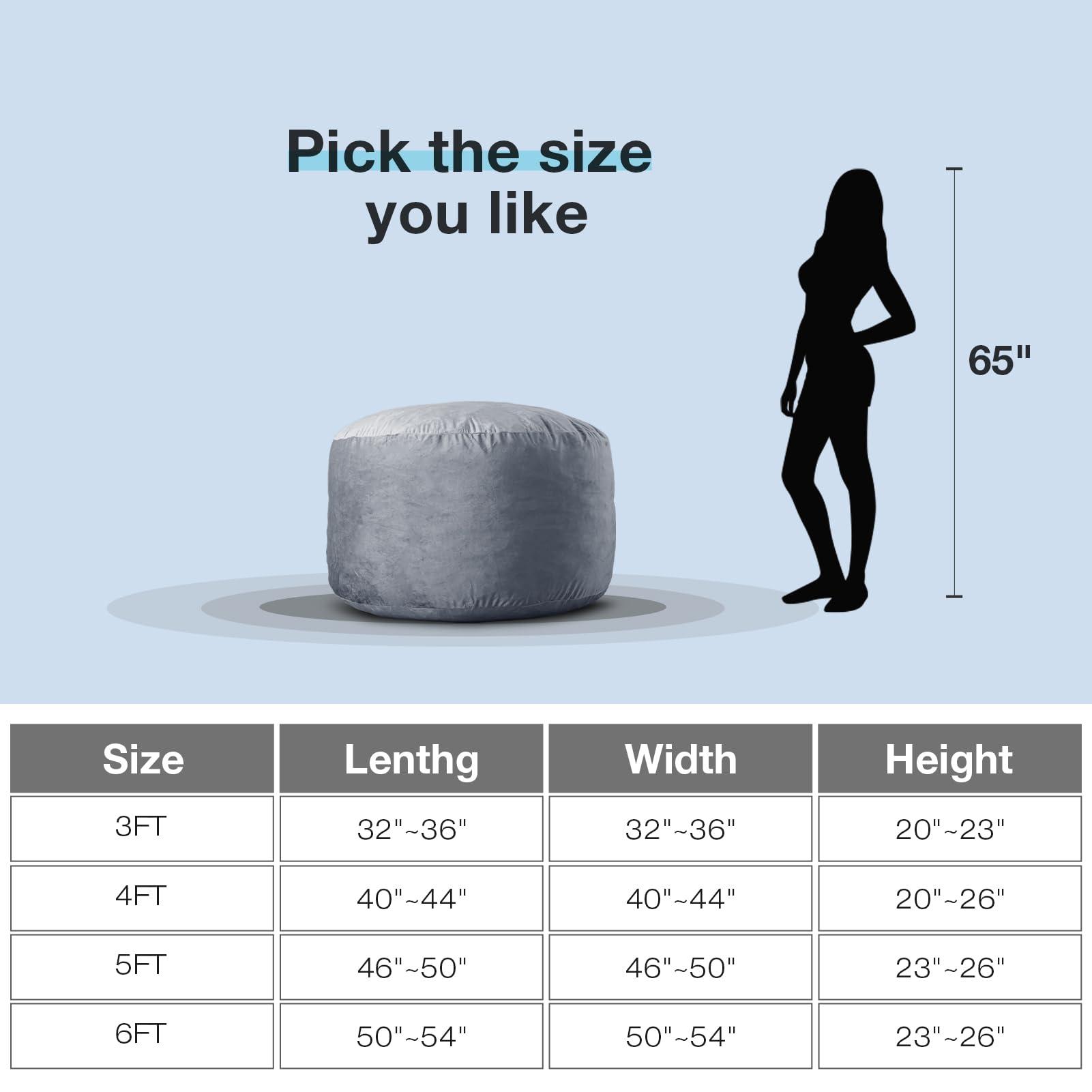 EDUJIN Large Bean Bag Chair for Adults/Kids with Filling, 4 ft Memory Foam Bean Bag Chairs with Filler Included, Ultra Soft Dutch Velvet Fabric, Bean Bag for Living Room - 4 Foot,Dark Blue