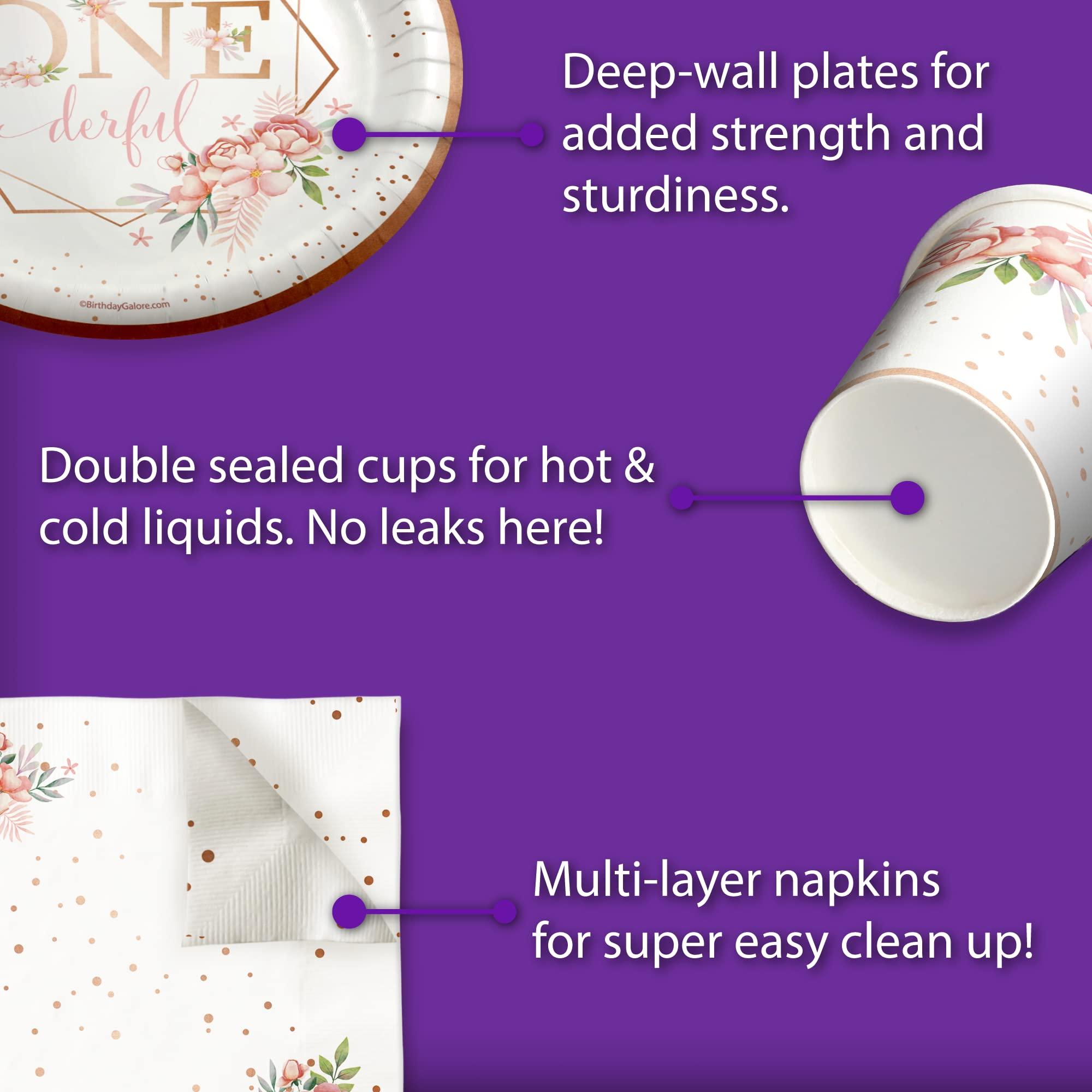 Birthday Galore Little Miss Onederful 1st Birthday Party Supplies Set Plates Cups and Napkins Bonus Forks Tableware Kit for 16