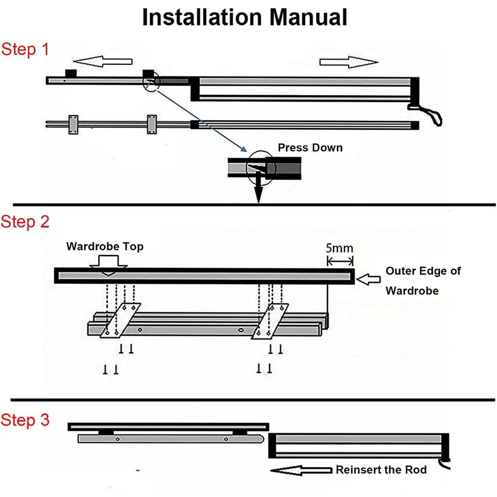 HONGKEFIT Closet Clothes Hanger Rail, Pull Out Clothes Hanger Rod Adjustable Wardrobe Clothing Rail Hanger Rack Bar for Pants Clothes Tainless Stee (Size : 500mm/19.7INCH)
