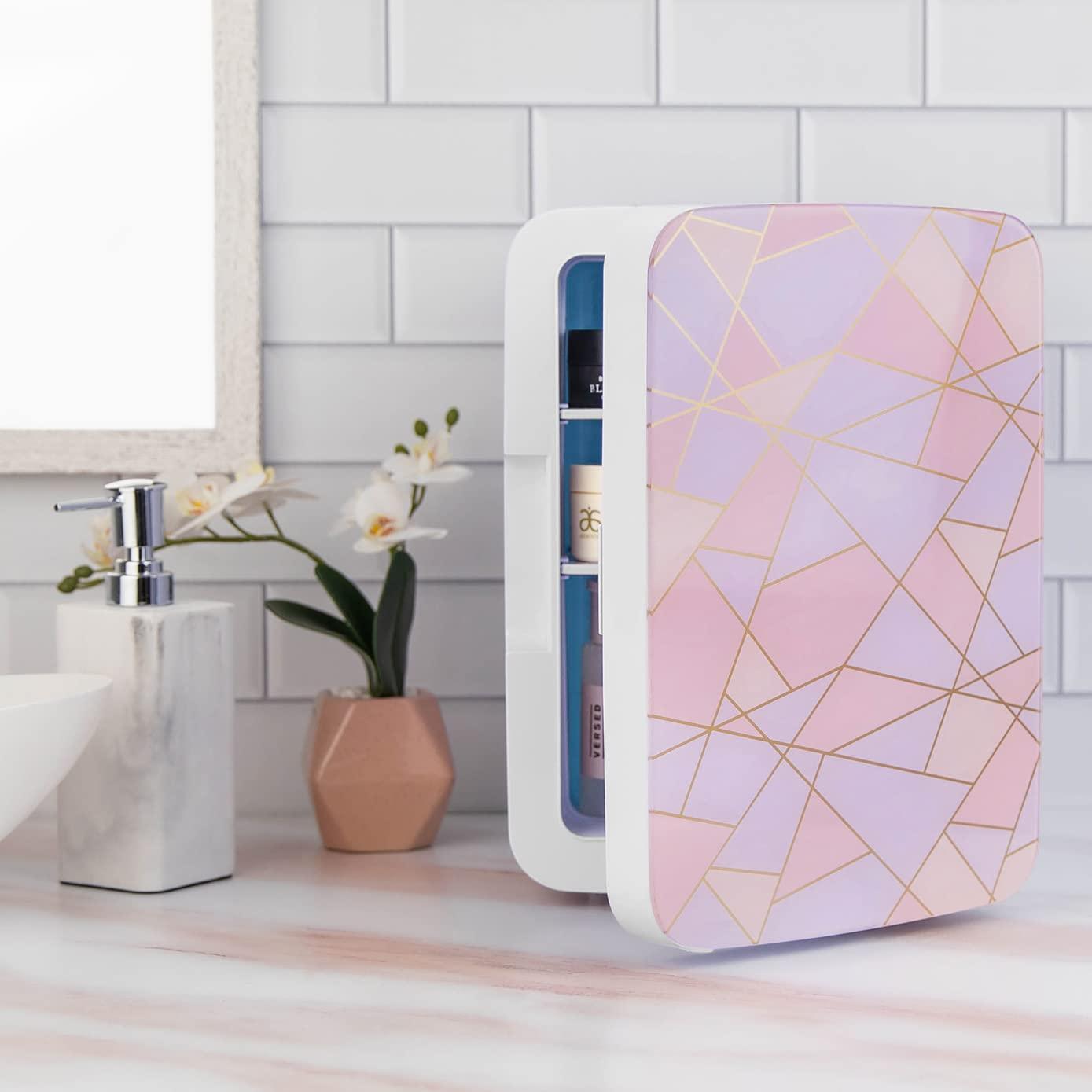 Cooluli Cooluli 10L Mini Fridge for Bedroom - Car, Office Desk & Dorm Room 12v Portable Cooler Warmer Food, Drinks, Skincare, Beauty Makeup AC/DC Small Refrigerator with Glass Front, Fractal Pink