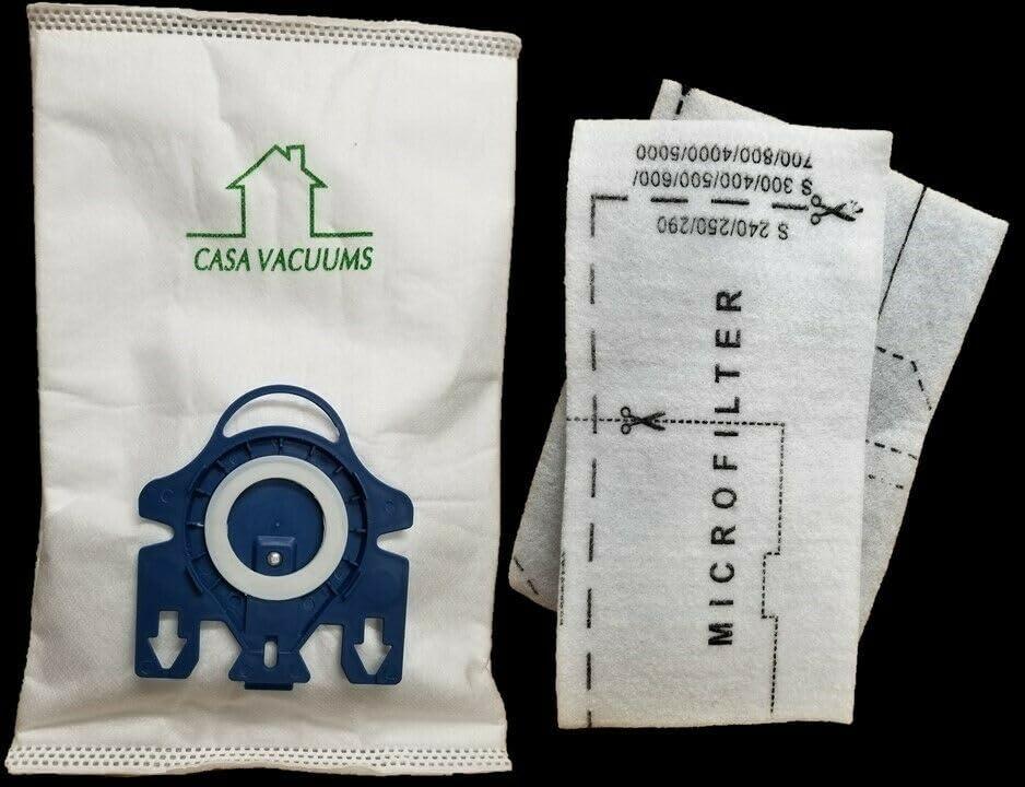 Casa Vacuums 10 GN Bags Compatible with Miele Classic C1 - Complete C2 - Complete C3 - S2 - S5 - S8 - [S800 - S858] - [S600-S658] - [S400i - S456i] Canister Vacuum Cleaners. Includes 4 Filters 3D Technology.