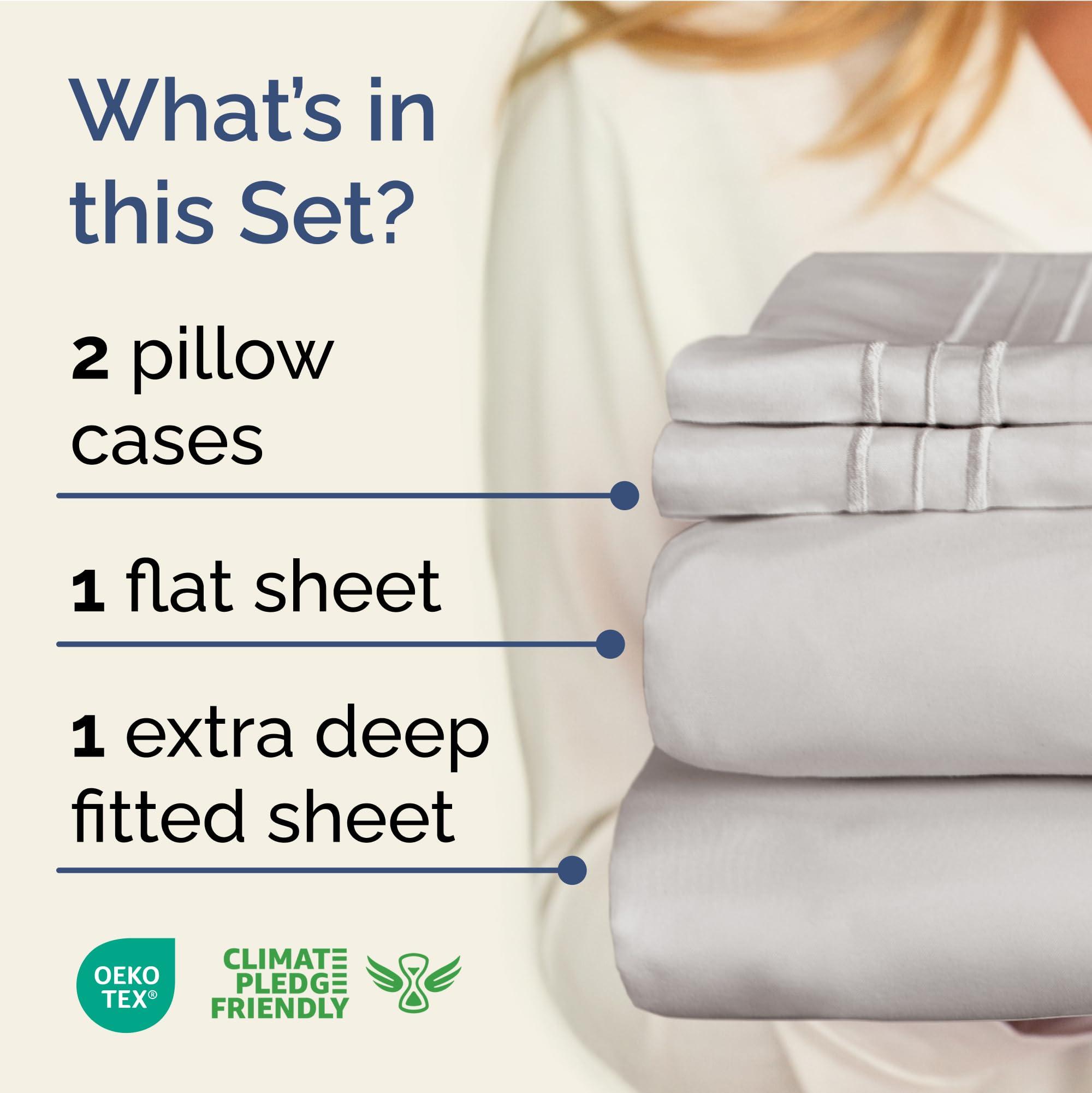 CGK Unlimited Extra Deep Pocket King Sheets - 4 Piece Breathable & Cooling Bed Sheets - Hotel Luxury Bed Sheet Set - Soft, Wrinkle Free & Comfy - Easily Fits Extra Deep Mattresses - Deep Pocket French Grey Sheets