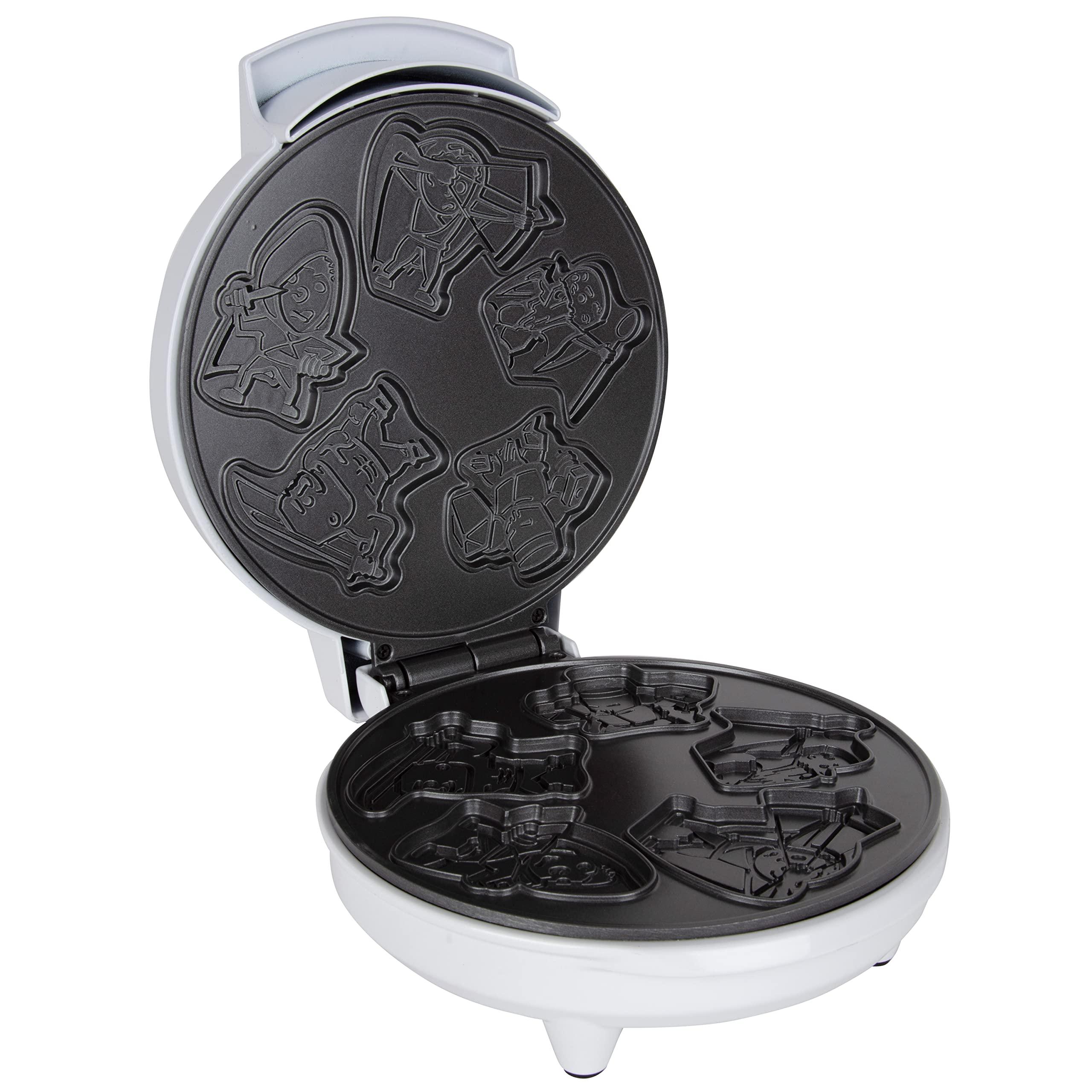 Waffle Wow! Dungeon Heroes Electric Mini Waffle Maker- Eat Wizards Fighters Clerics for Breakfast- Novelty Pancakes in Minutes, Non-Stick Fantasy Dragon Fun for Tabletop Gamers and Great Waffler Gift Idea