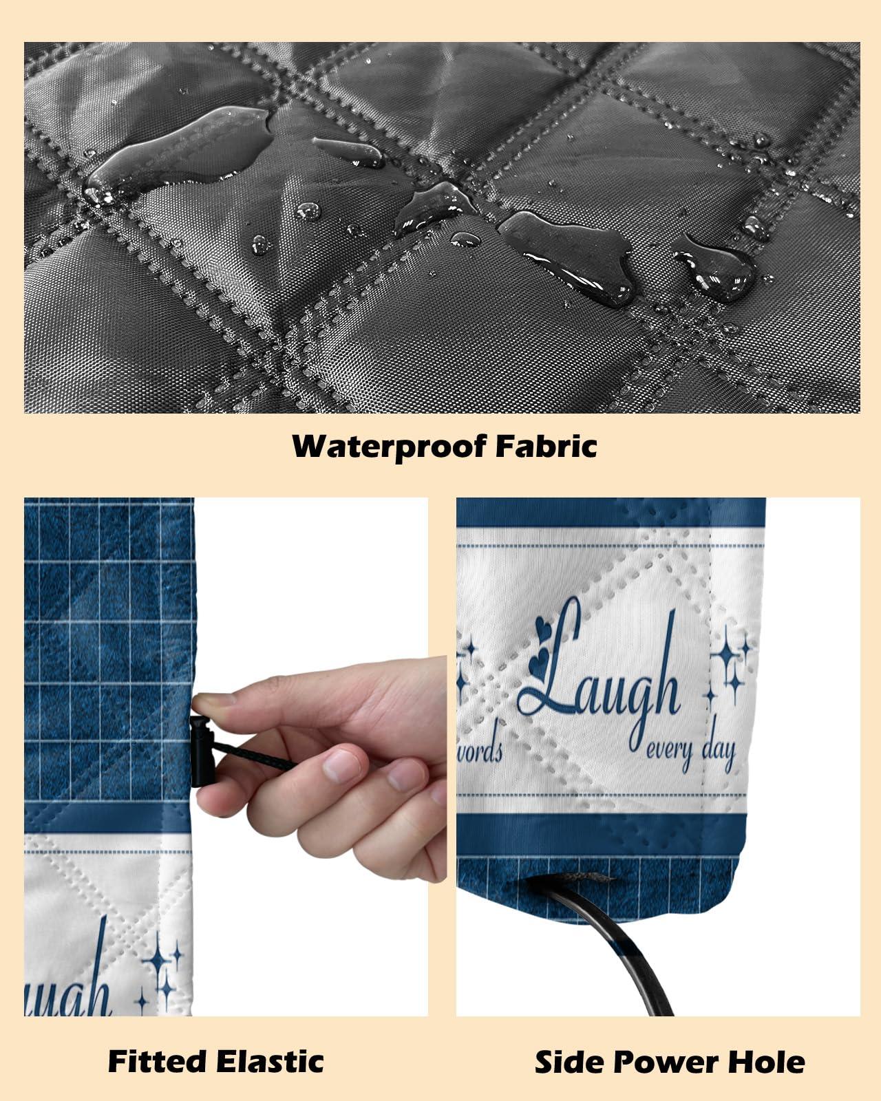 Falaniique Live-Love-Laugh Indoor Air Conditioner Cover for Window Units, Double Insulation Adjustable Waterproof Indoor AC Cover with Elastic Straps Retro Buffalo Plaid Wall Blue 21'' x 15'' x 3.5''