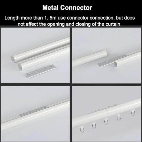 WDJBPSH 5ft 6ft 7ft 8ft 9ft 10ft 11ft 12ft Long Straight Rail Curtain Rod for Room Divider, White Champagne Grey Sliding Curtain Track for Patio/Bay Window/Camper/Bedroom/Gazebo/Office, Wall Mount (Color