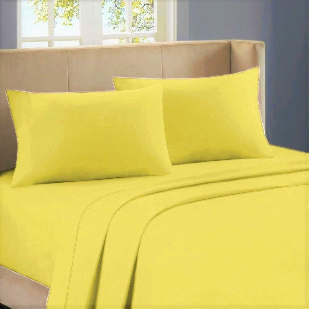 Sheets N More Sheets N More 800-Thread-Count 100% Egyptian Cotton Bed Sheet, 4-Pc Twin Yellow Solid Sheet Set Single Ply Long Staple Cotton Yarns, Sateen Weave, Fits Mattress Upto 14\" Deep Pocket