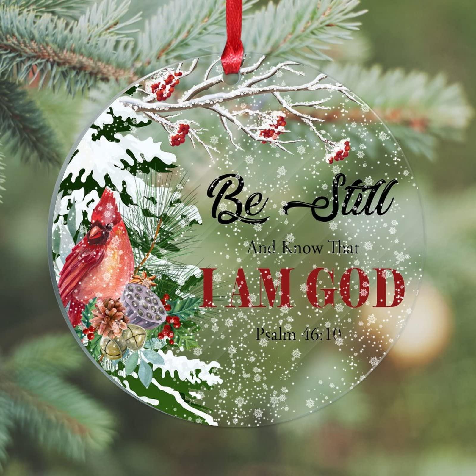 Generic Be Still and Know That I Am God Cardinals Acrylic Keepsakes Red Cardinals Bird Ceramic Ornament Xmas Tree Ornament Keepsake New Years 2023 Decorations Gifts First 2022