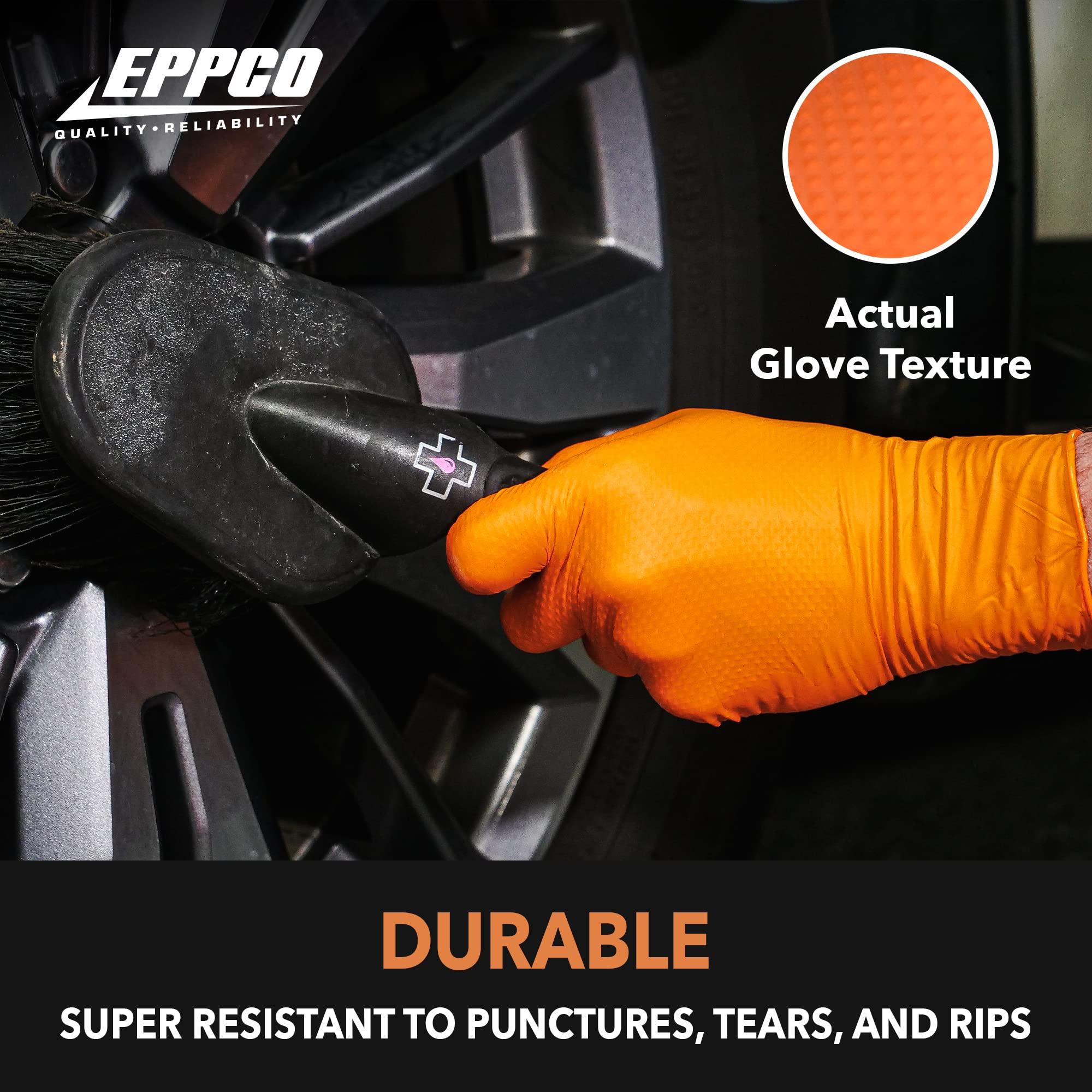 EPPCO EPPCO TigerGrip 8-Mil Nitrile Glove Disposable Powder, Latex Free Textured Superior Grip Orange Gloves, XL, Box of 100