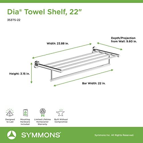 Symmons Symmons 353TS-22 Dia 22 in. Wall-Mounted Towel Shelf with Bar in Polished Chrome
