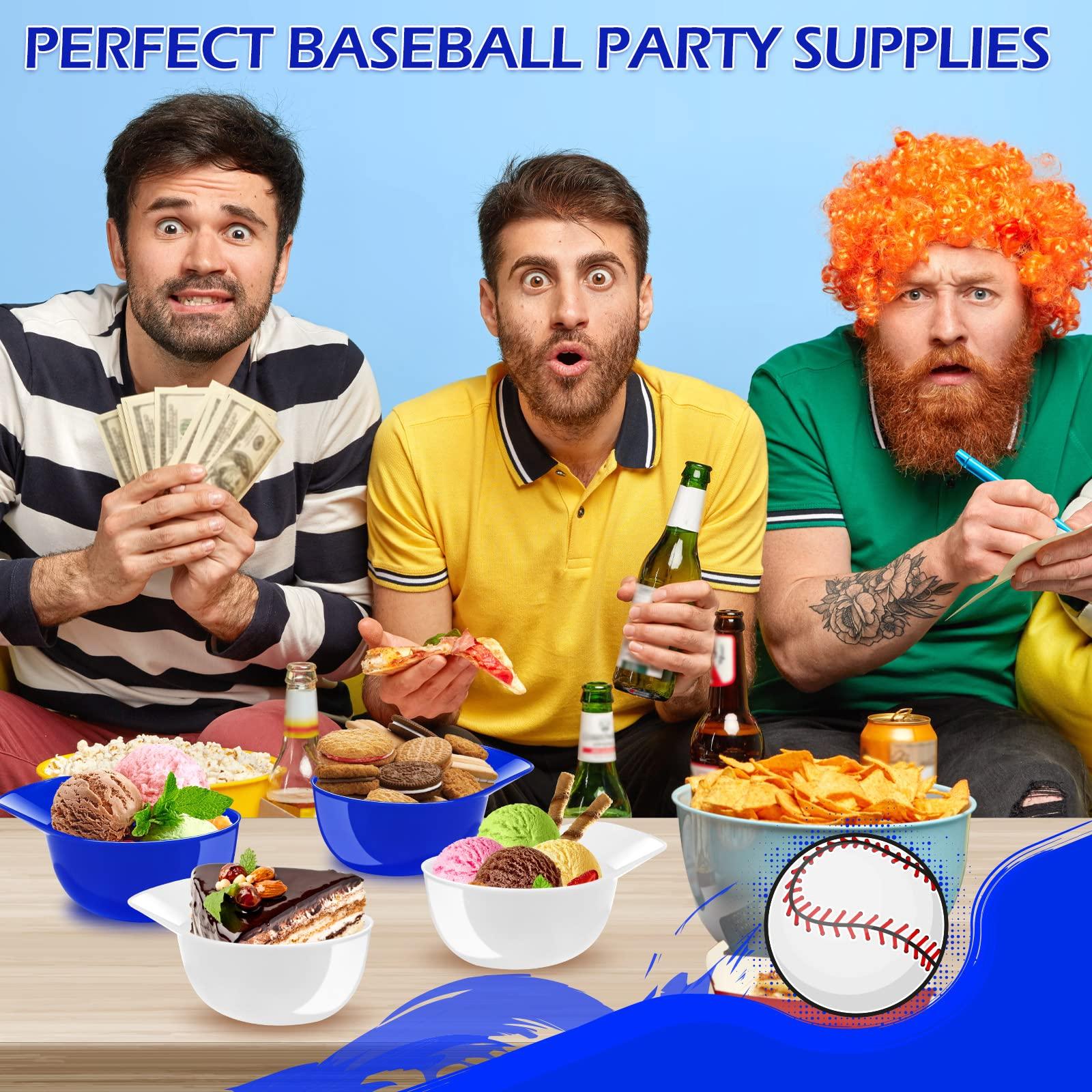 RONRONS RONRONS 12 Pieces Baseball Helmet Ice Cream Bowls 8 oz Mini Baseball Cap Snack Bowls Plastic Sundae Bowl Kids Chip Cups for Party Dessert Supplies