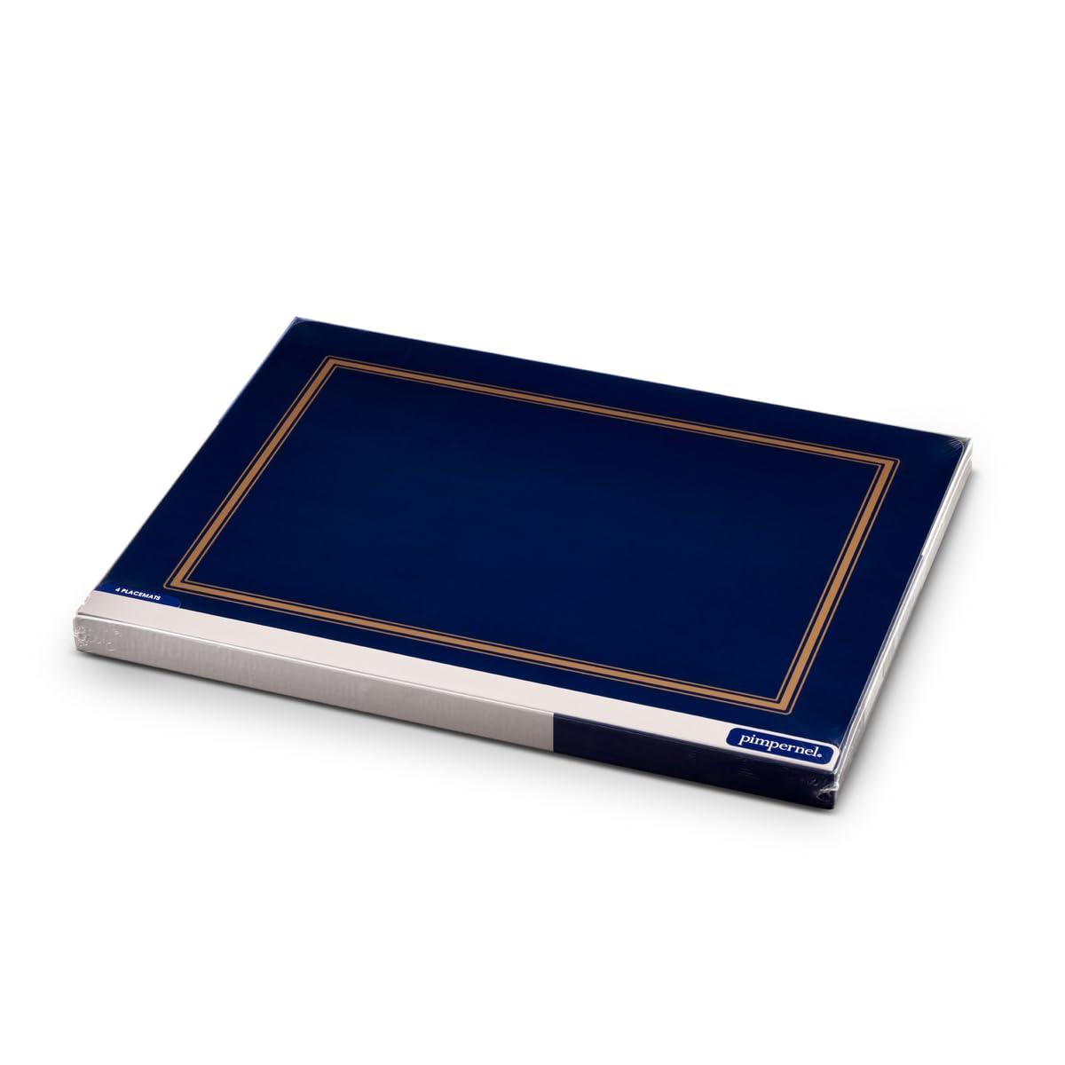 Pimpernel Pimpernel Classic Midnight Blue Collection Placemats | Set of 4 | Heat Resistant Mats | Cork-Backed Board | Hard Placemat Set for Dining Table | Measures 15.7” x 11.7”