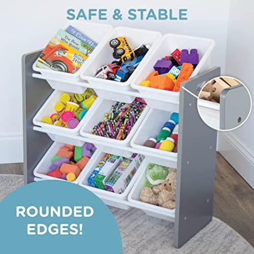 Humble Crew Humble Crew, Grey/White Toy Organizer, 9 Bin Storage, 24\" Tall
