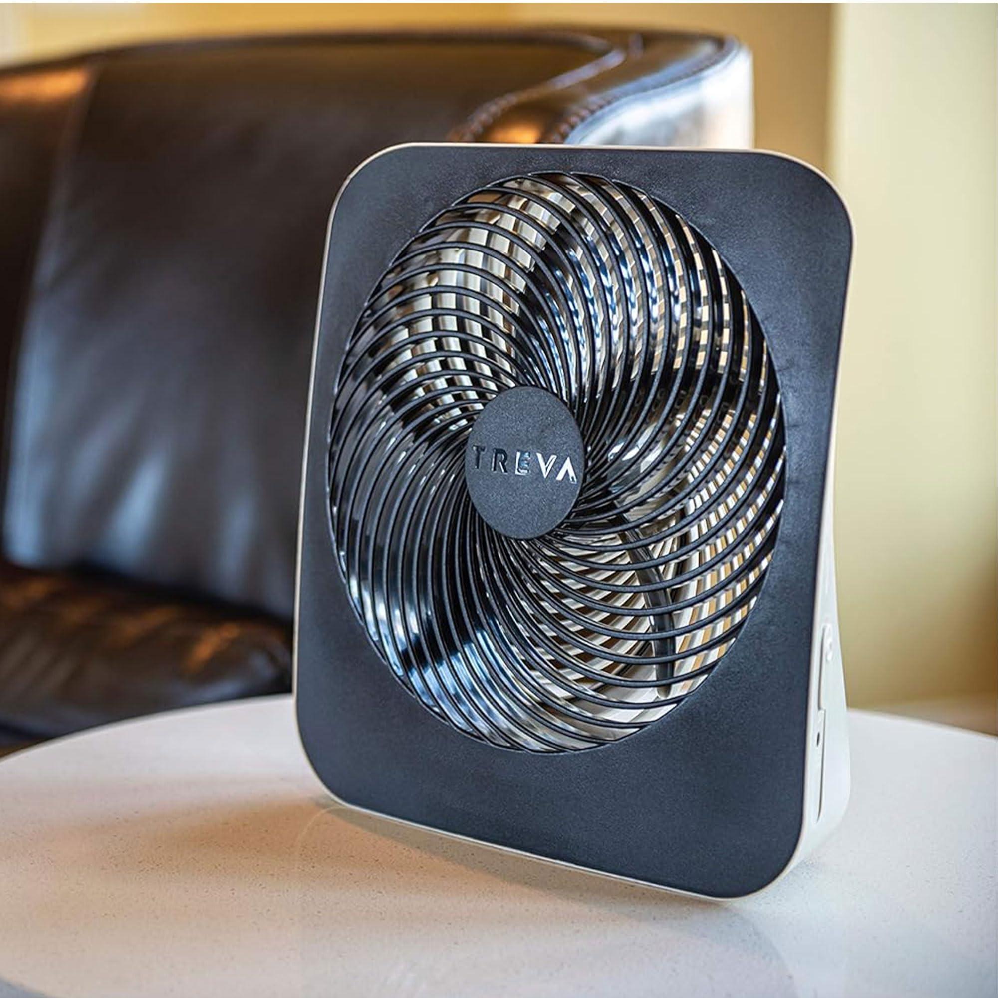 Treva Treva 10-Inch Portable Fan, Powered by Battery and/or AC Adapter - Desk Fan Air Circulating with 2 Cooling Speeds for Personal and Travel Use (Black)