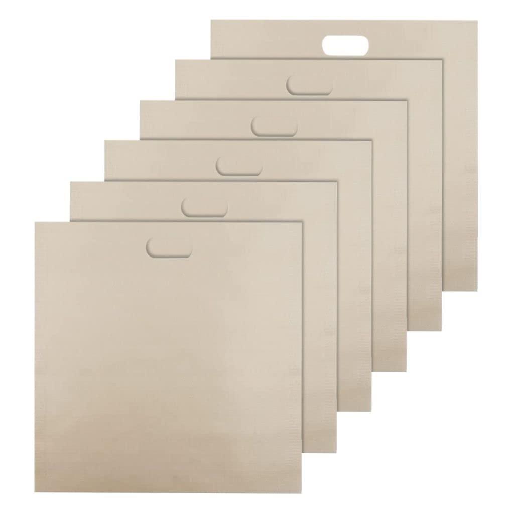 Generic Stick Toaster Bags, Reusable Grilled Cheese Bags, Baking Paper, Toaster Bag for Sandwiches, Chicken, Nuggets, Panini, Garlic Toasts - Easy to Clean, Perfect for Microwave Oven or Grill (Khaki, 6 PCS)