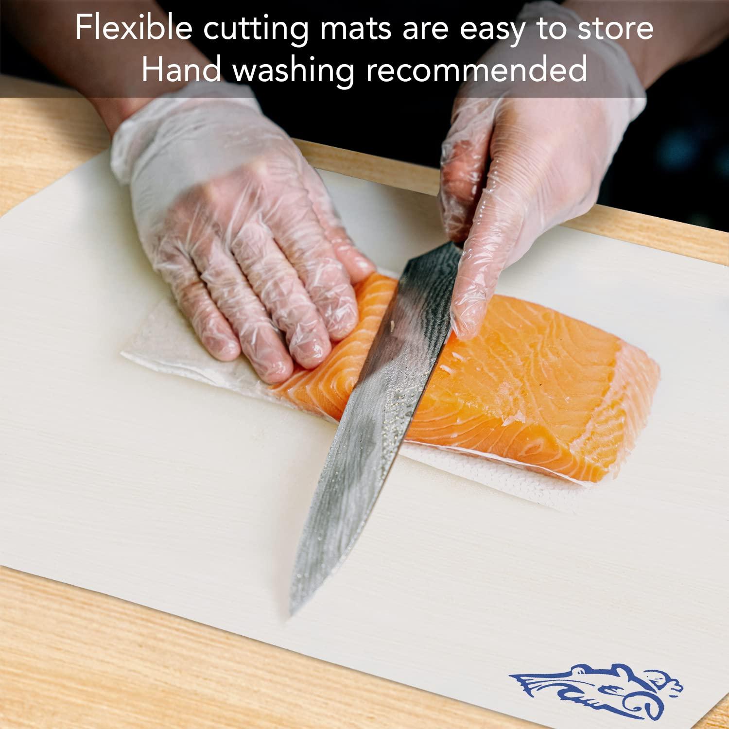 Counterart Flexible Cutting Board Mats Set of 3, Clear Frosted with Food Icons, Made in the USA of BPA Free Food Grade Plastic, 11.5 x 15