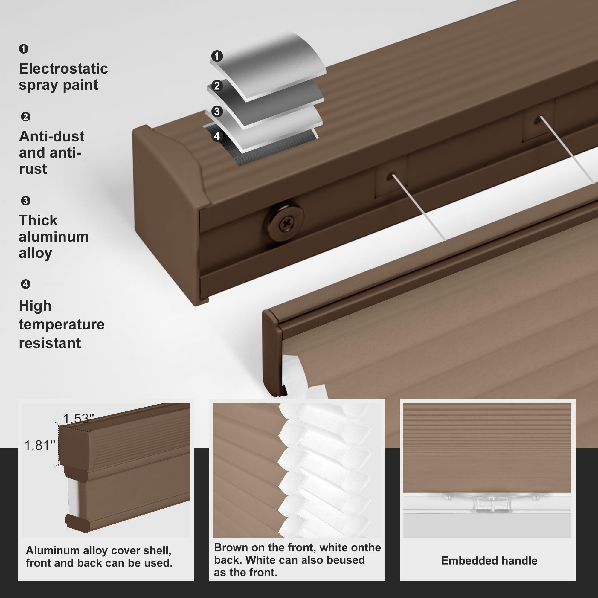 Boolegon Boolegon Top Down Bottom Up Light Filtering Cellular Shades Cordless Color Match Honeycomb Blinds for Windows Custom Size, Brown, 43" W x 48" H