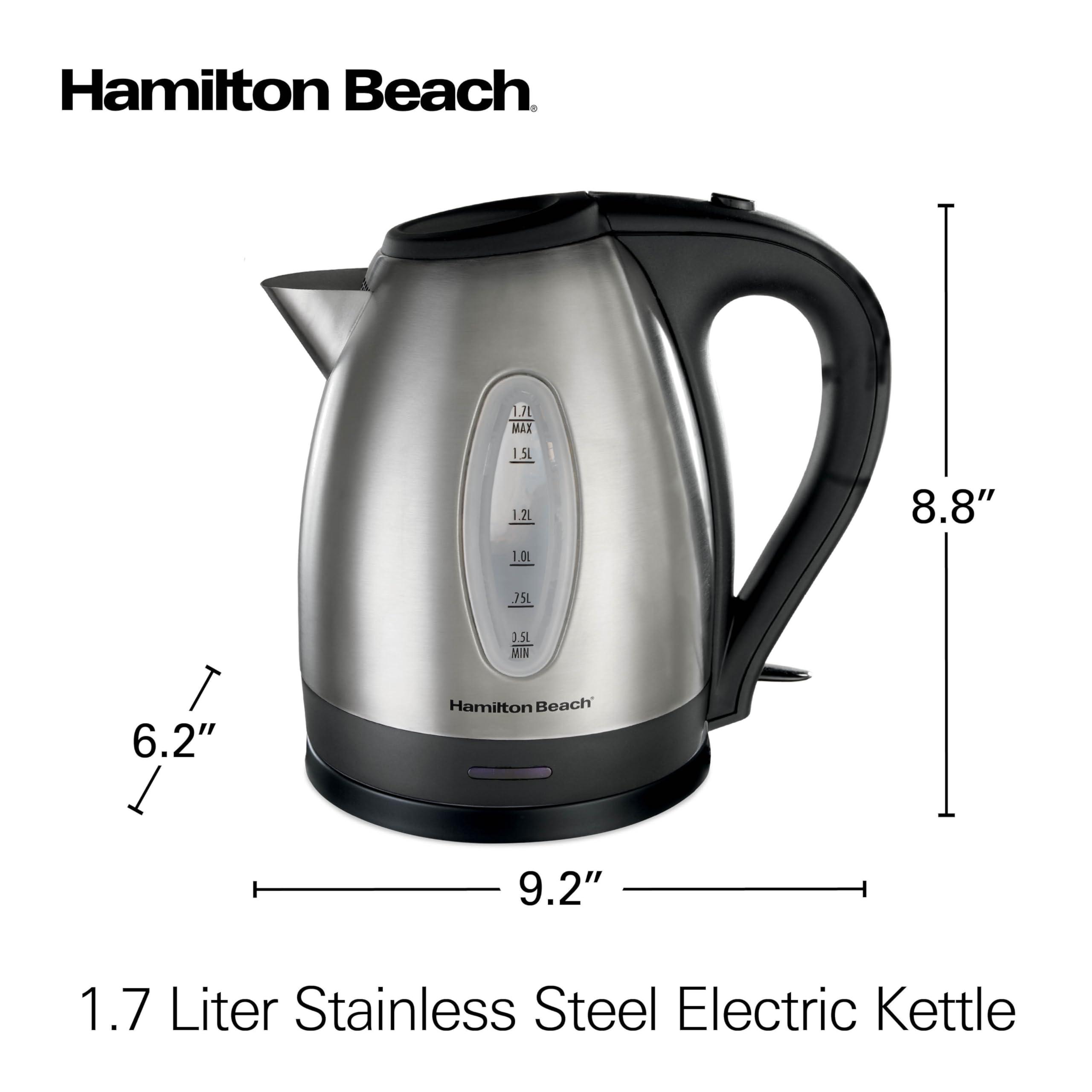 Hamilton Beach Hamilton Beach Electric Tea Kettle, Water Boiler & Heater, 1.7 Liter, Cordless Serving, 1500 Watts for Fast Boiling, Auto-Shutoff and Boil-Dry Protection, Stainless Steel (40880)