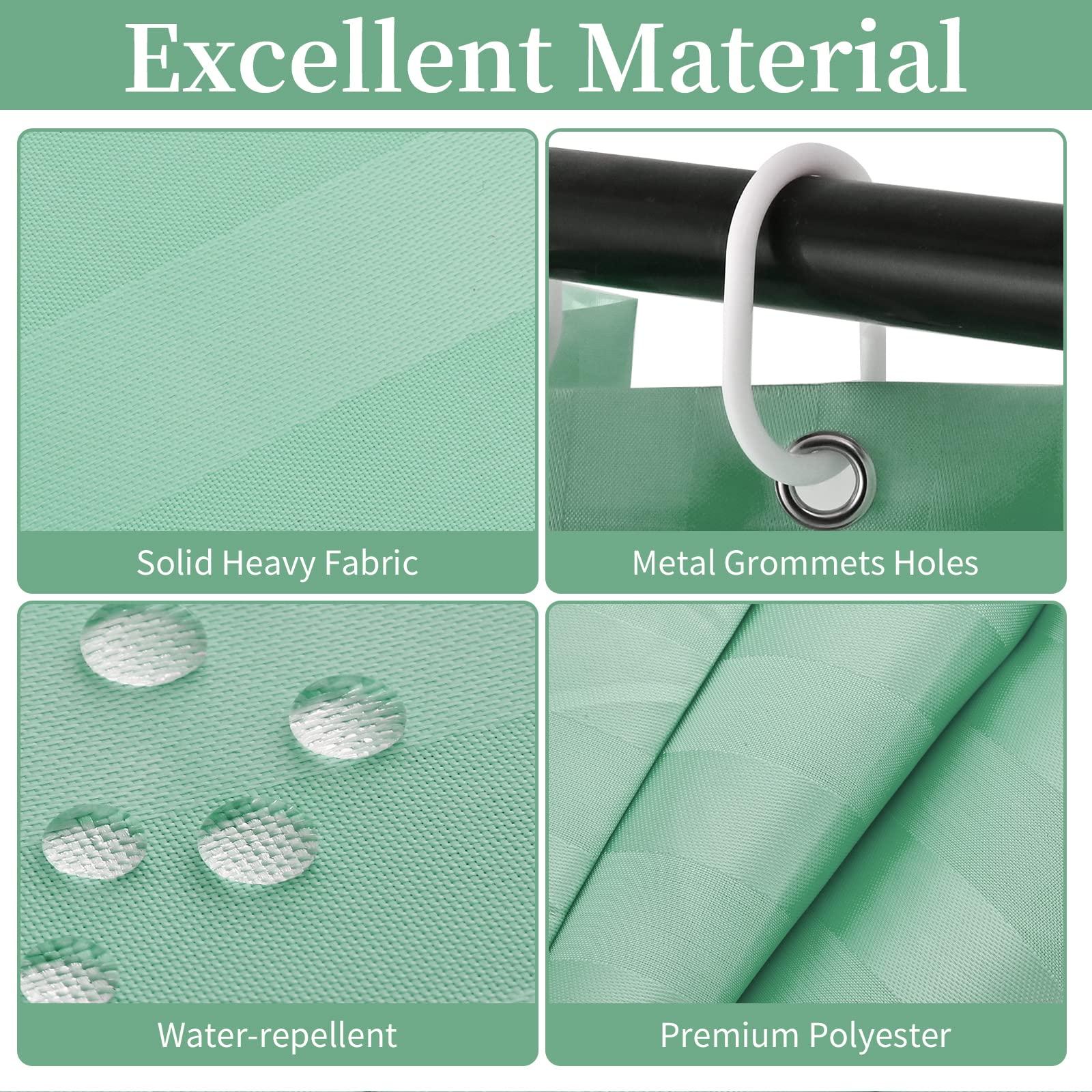 HELLCRACK Small Shower Curtain for Bath Single Stall Size 36 x 72, Waterpoof Washable Narrow Standing Single with Bottom Heavy Duty Line, Hotel Quality Fabric Shower Curtains with Hooks and Grommets,/Green